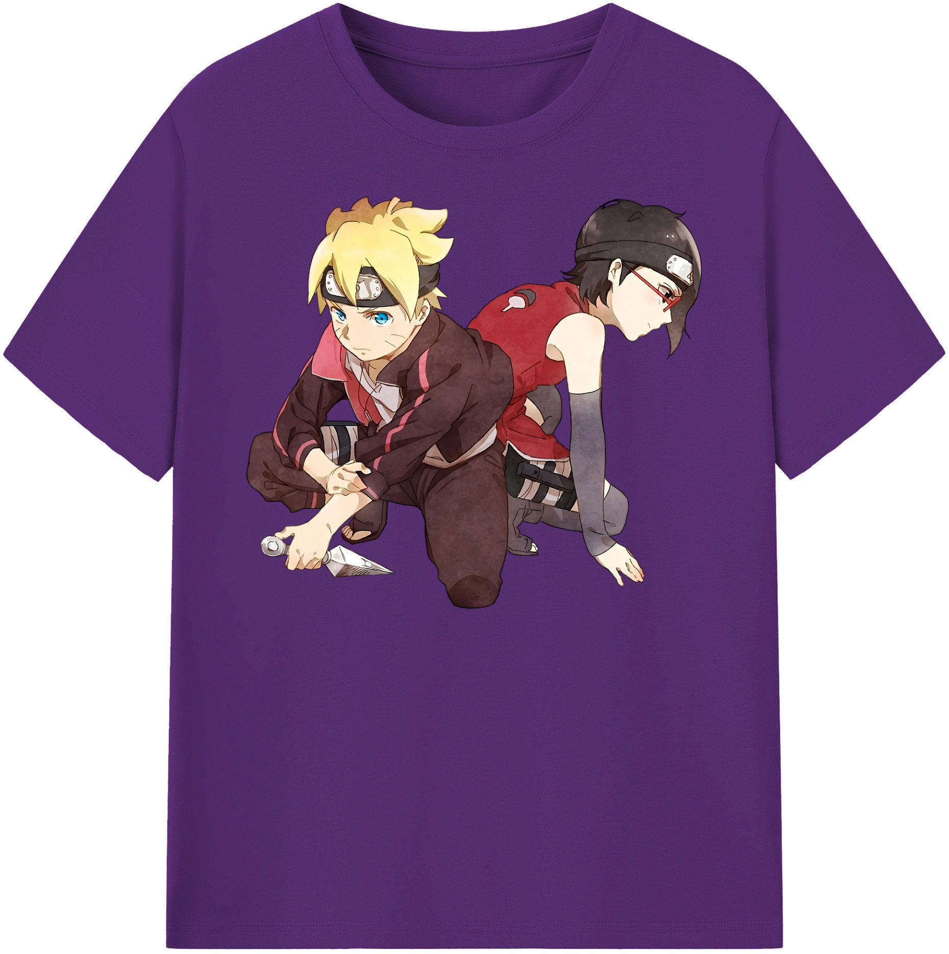 （画像用） NARUTO -ナルト- うちは サラダ Uchiha Sarada 綿100％半袖Tシャツ（フロントプリント）