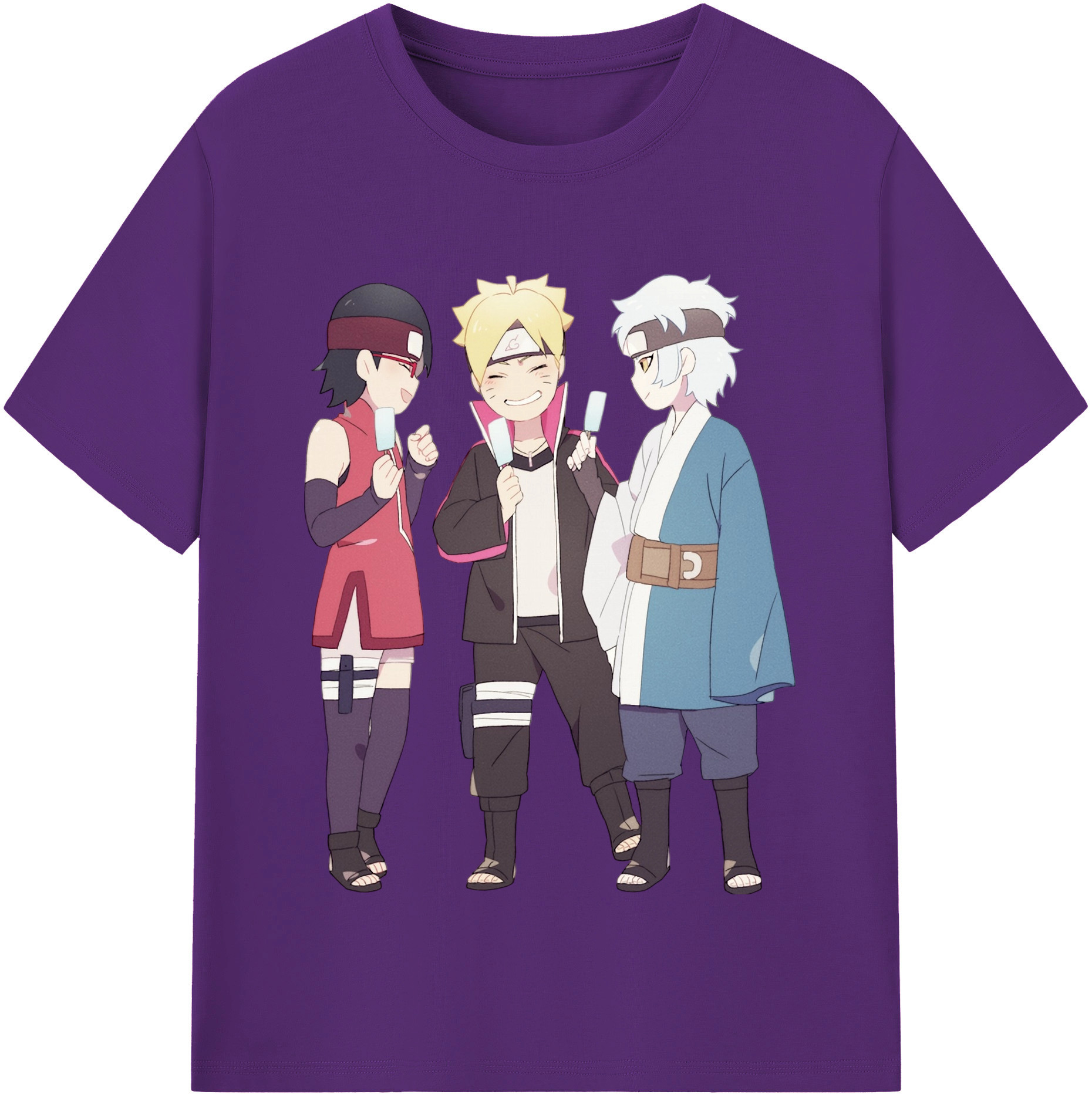 （画像用） NARUTO -ナルト- うちは サラダ Uchiha Sarada 綿100％半袖Tシャツ（フロントプリント）