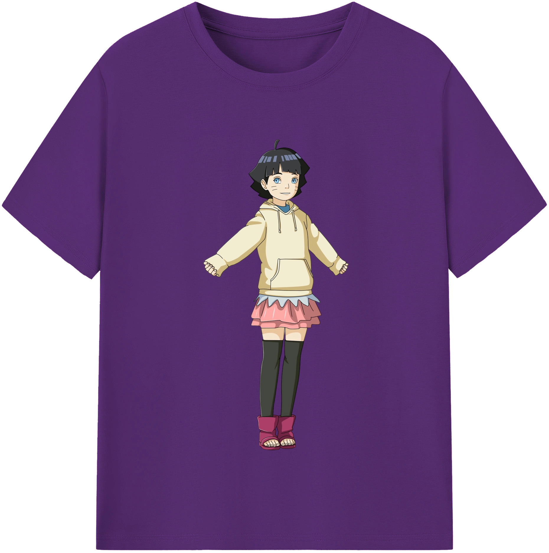 （画像用） NARUTO -ナルト- うずまき ヒマワリ Uzumaki Himawari 綿100％半袖Tシャツ（フロントプリント）