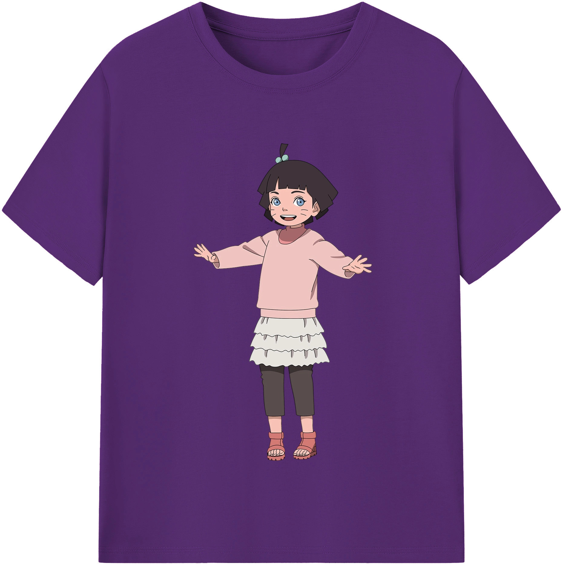 （画像用） NARUTO -ナルト- うずまき ヒマワリ Uzumaki Himawari 綿100％半袖Tシャツ（フロントプリント）