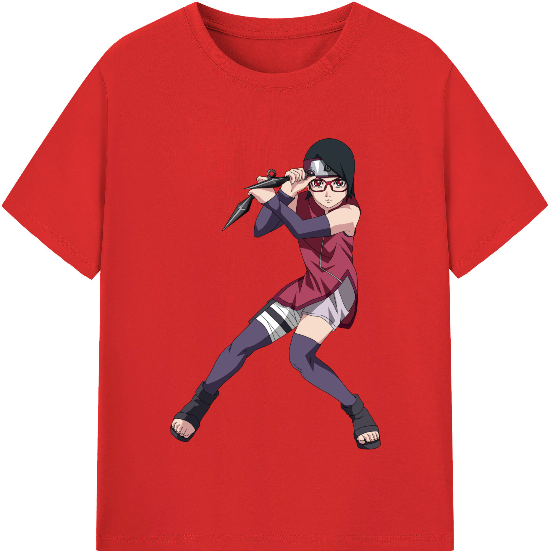 （画像用） NARUTO -ナルト- うちは サラダ Uchiha Sarada 綿100％半袖Tシャツ（フロントプリント）