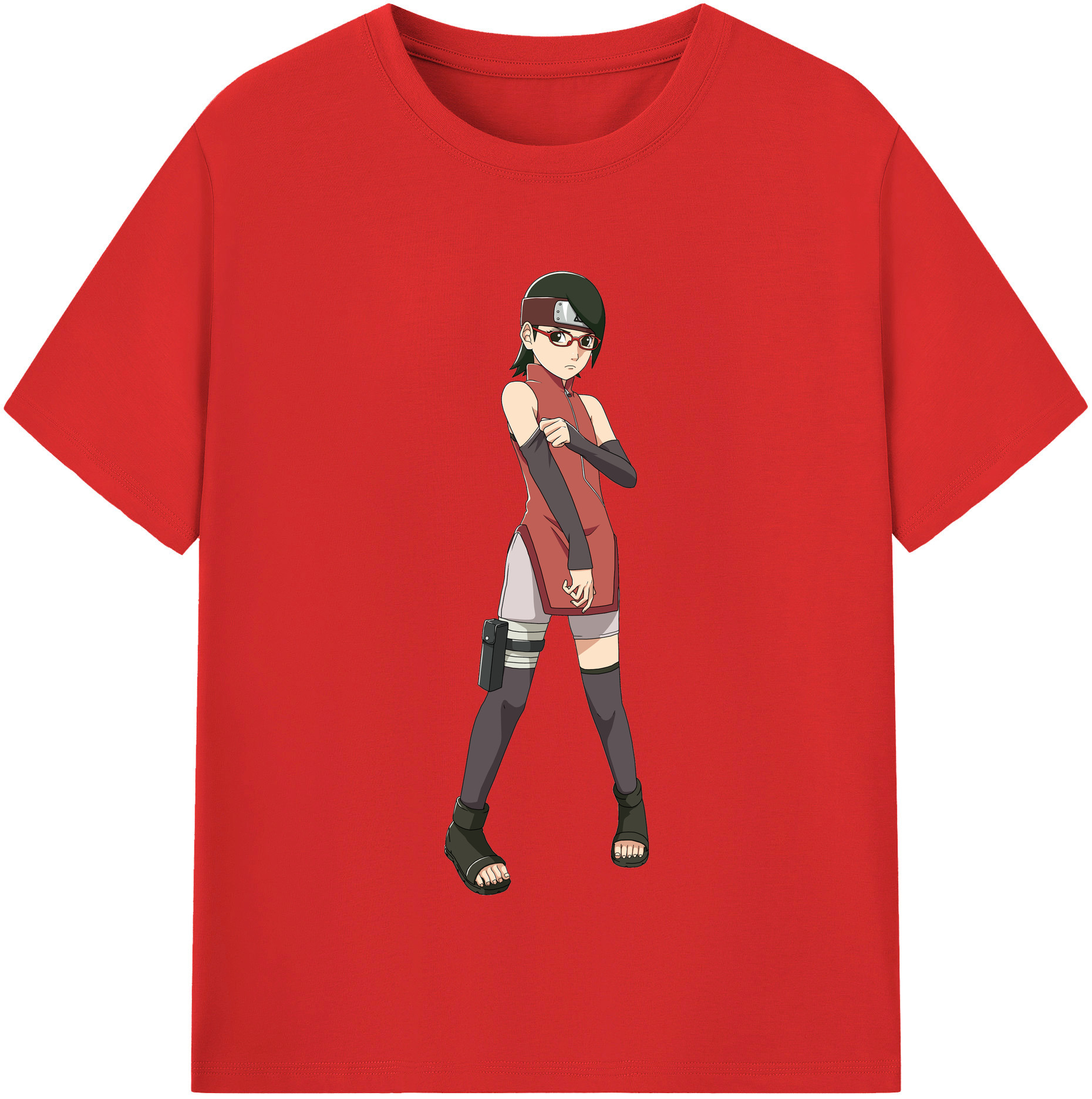 （画像用） NARUTO -ナルト- うちは サラダ Uchiha Sarada 綿100％半袖Tシャツ（フロントプリント）