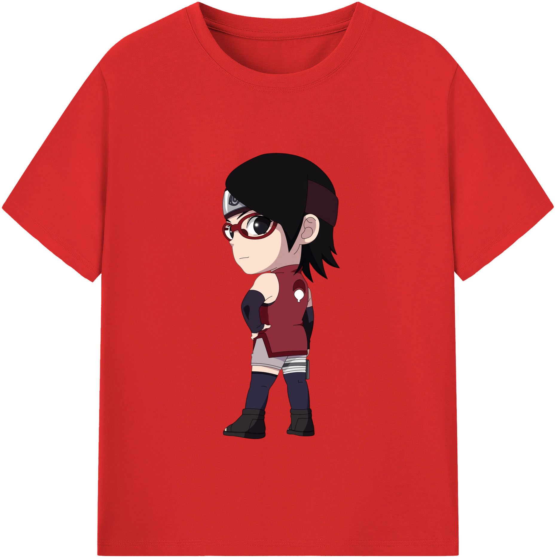 （画像用） NARUTO -ナルト- うちは サラダ Uchiha Sarada 綿100％半袖Tシャツ（フロントプリント）