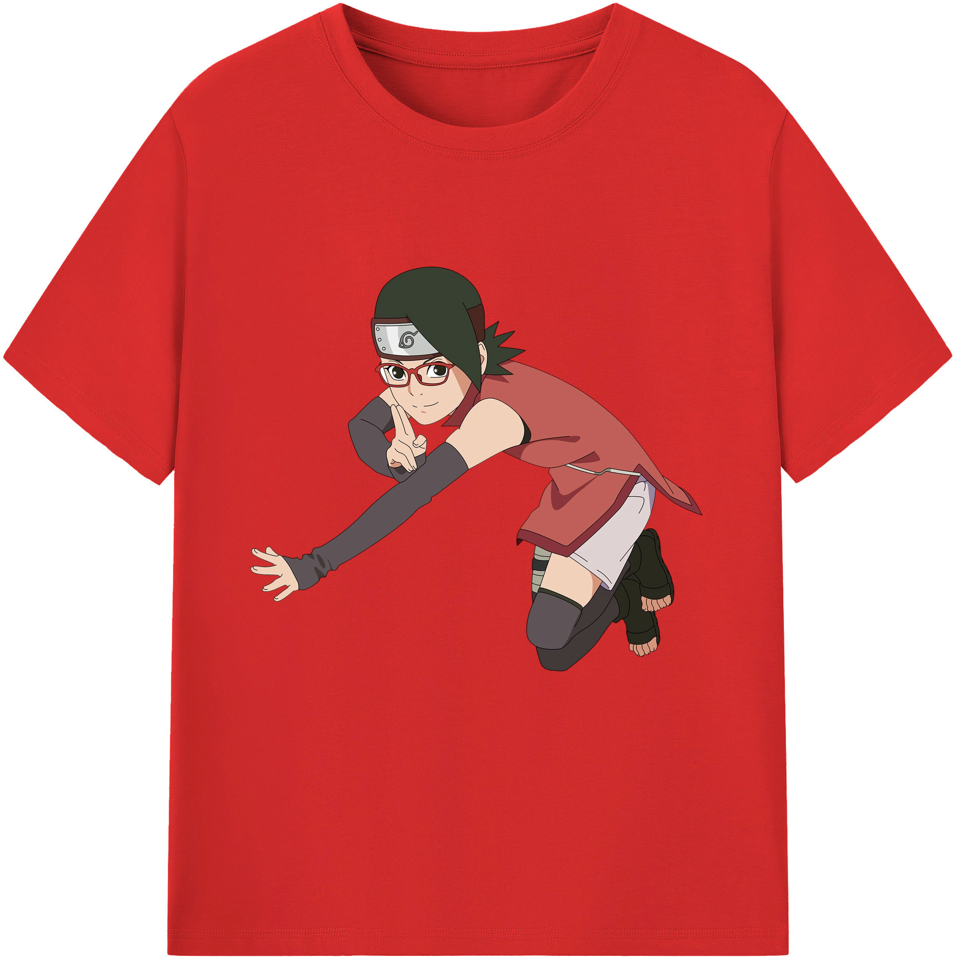 （画像用） NARUTO -ナルト- うちは サラダ Uchiha Sarada 綿100％半袖Tシャツ（フロントプリント）