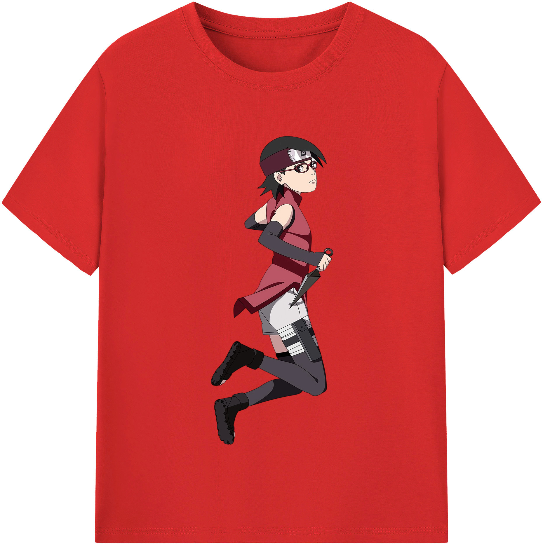 （画像用） NARUTO -ナルト- うちは サラダ Uchiha Sarada 綿100％半袖Tシャツ（フロントプリント）