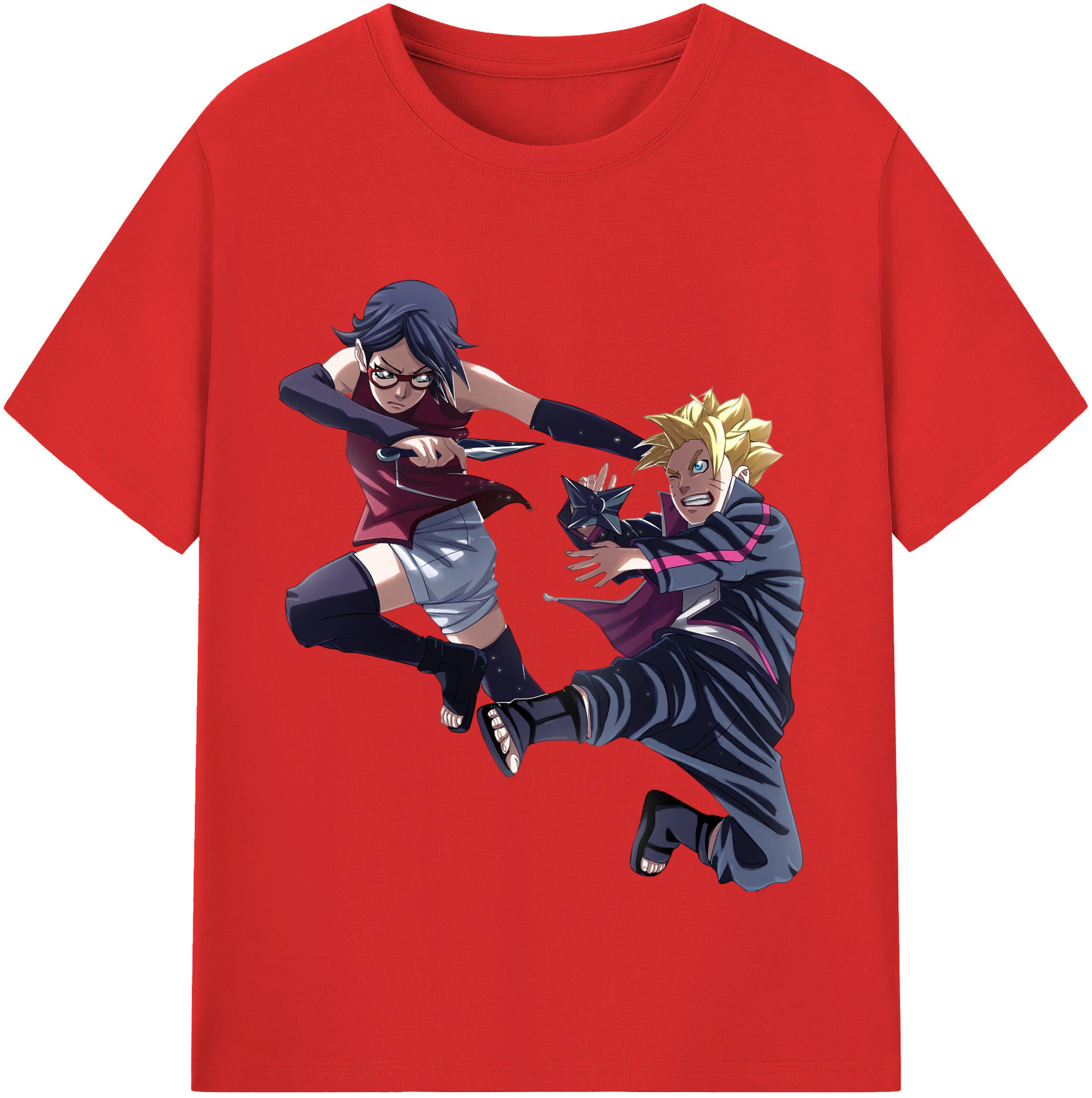 （画像用） NARUTO -ナルト- うちは サラダ Uchiha Sarada 綿100％半袖Tシャツ（フロントプリント）