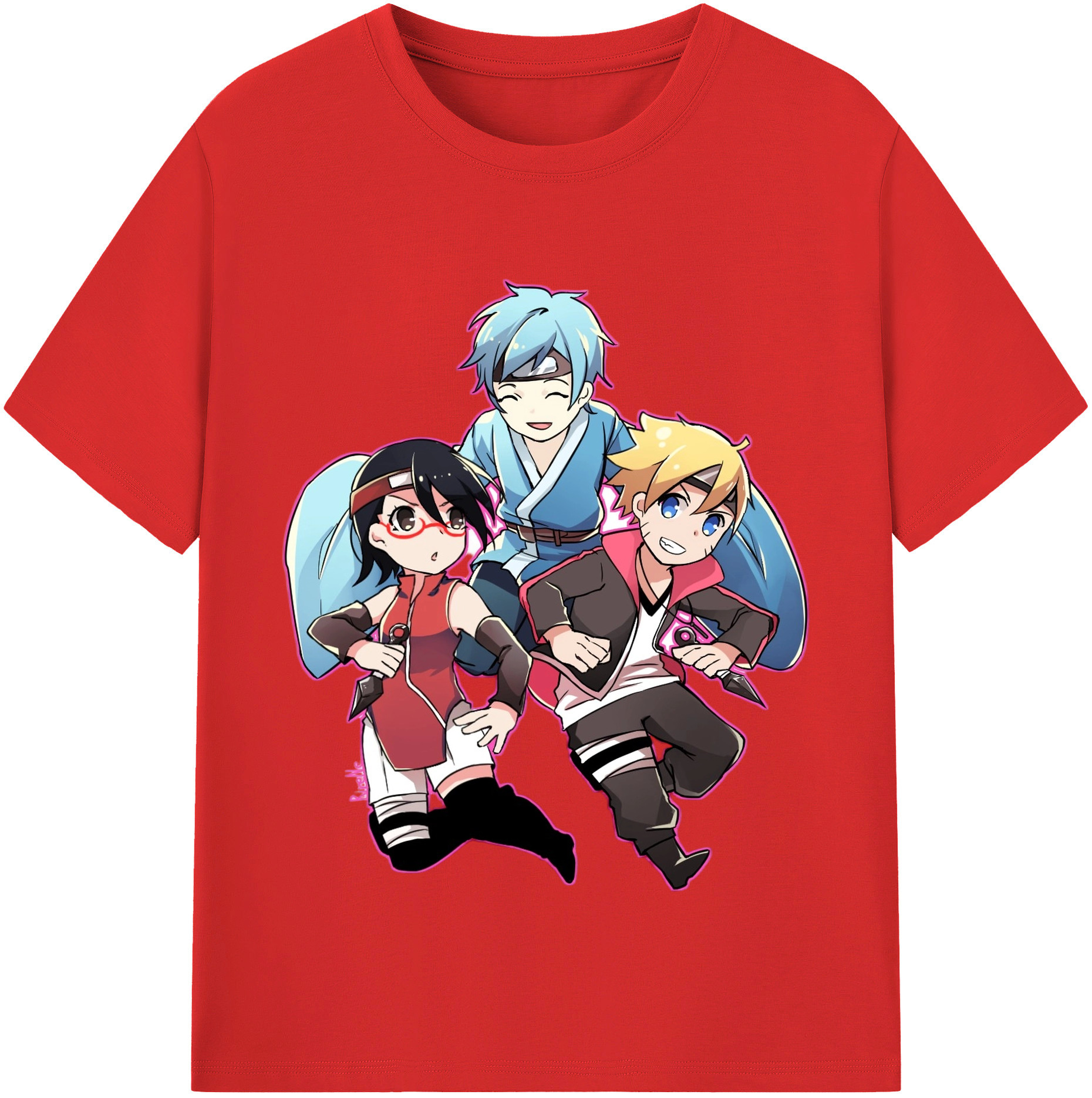 （画像用） NARUTO -ナルト- うちは サラダ Uchiha Sarada 綿100％半袖Tシャツ（フロントプリント）