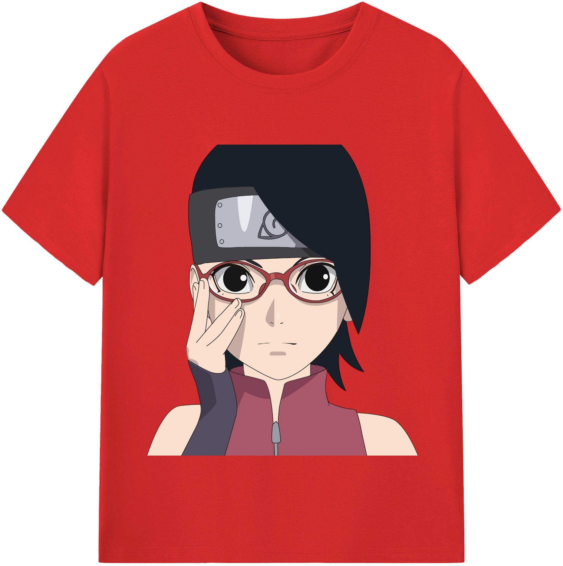 （画像用） NARUTO -ナルト- うちは サラダ Uchiha Sarada 綿100％半袖Tシャツ（フロントプリント）