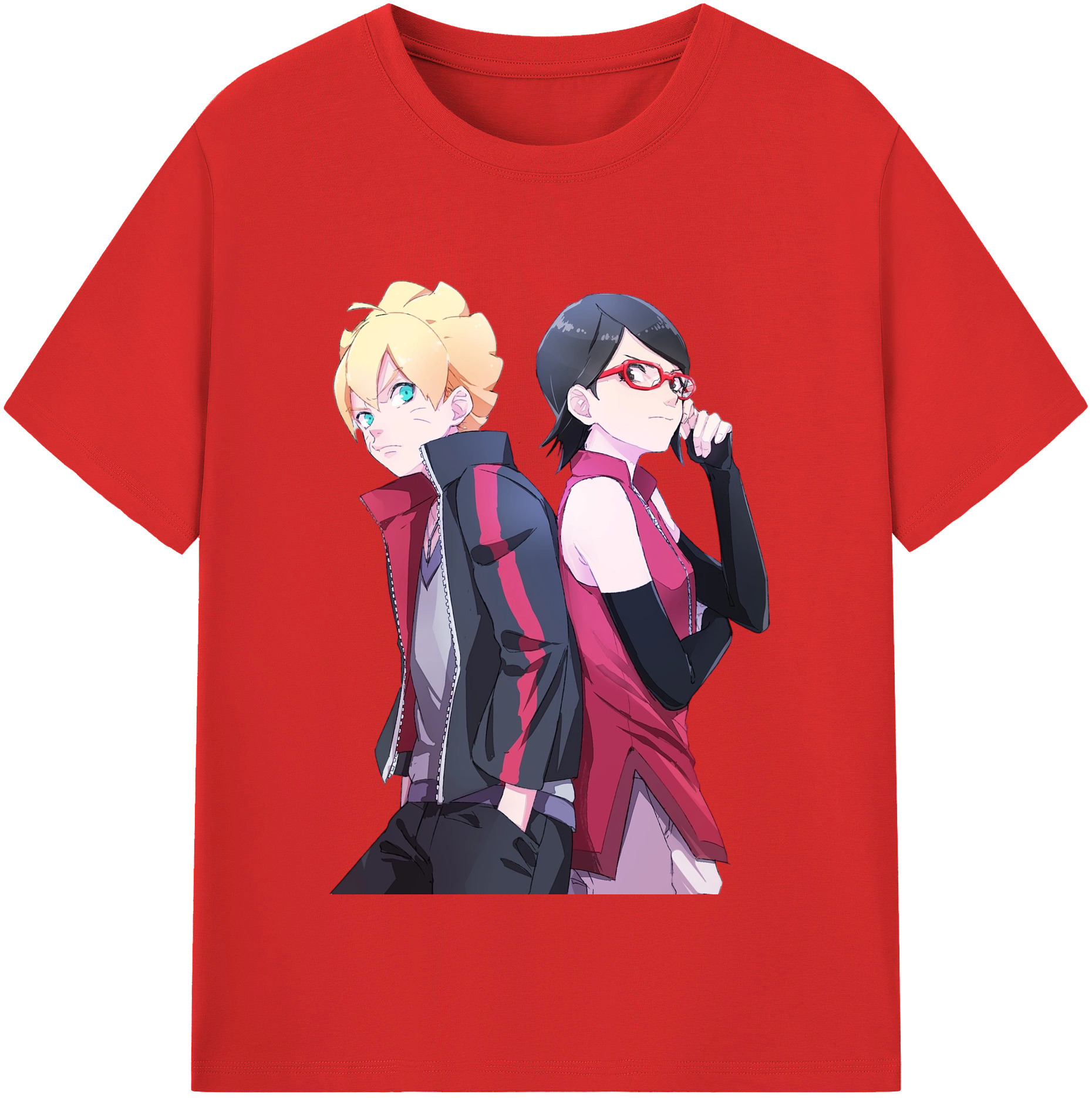 （画像用） NARUTO -ナルト- うちは サラダ Uchiha Sarada 綿100％半袖Tシャツ（フロントプリント）