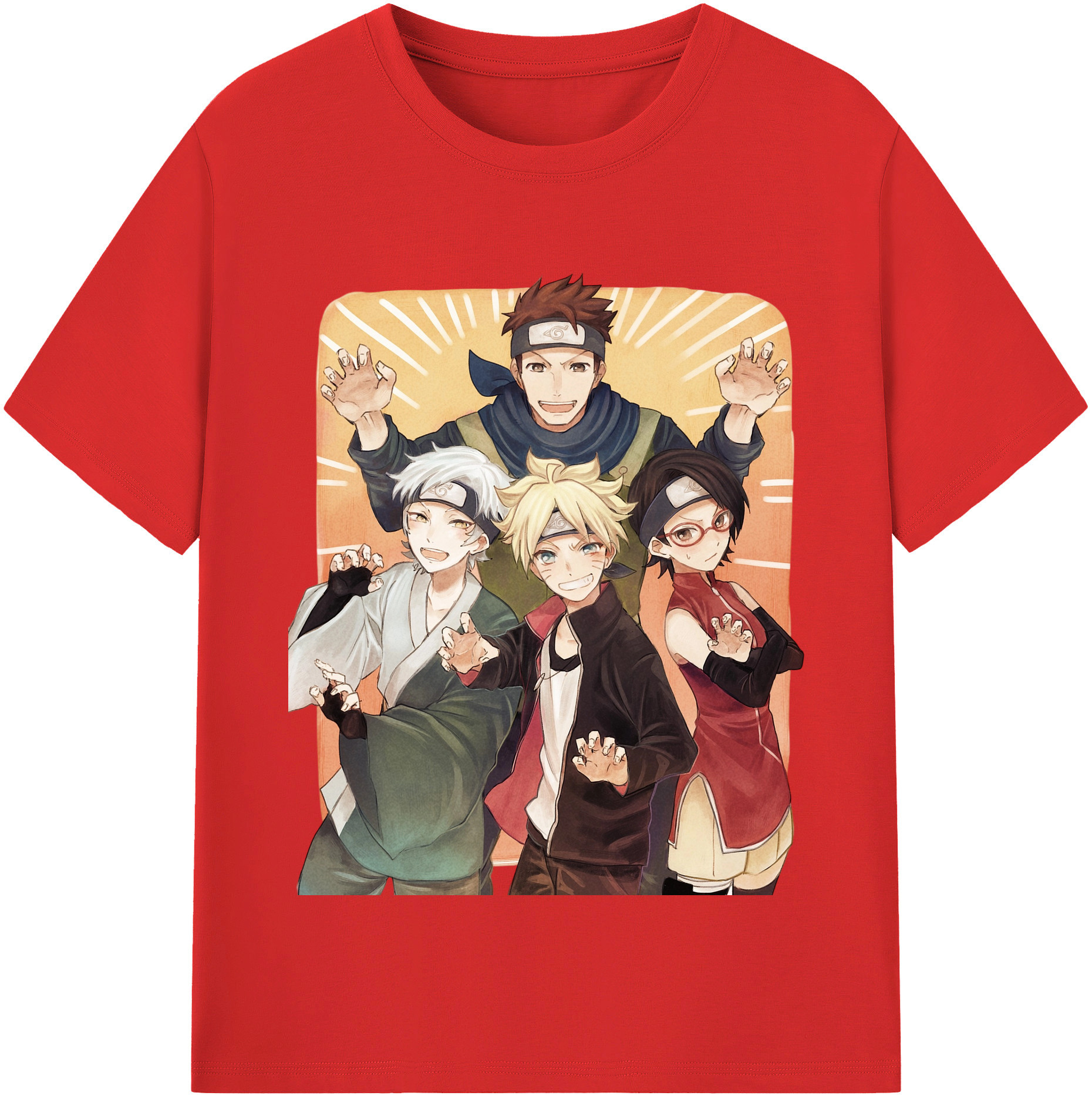 （画像用） NARUTO -ナルト- うちは サラダ Uchiha Sarada 綿100％半袖Tシャツ（フロントプリント）