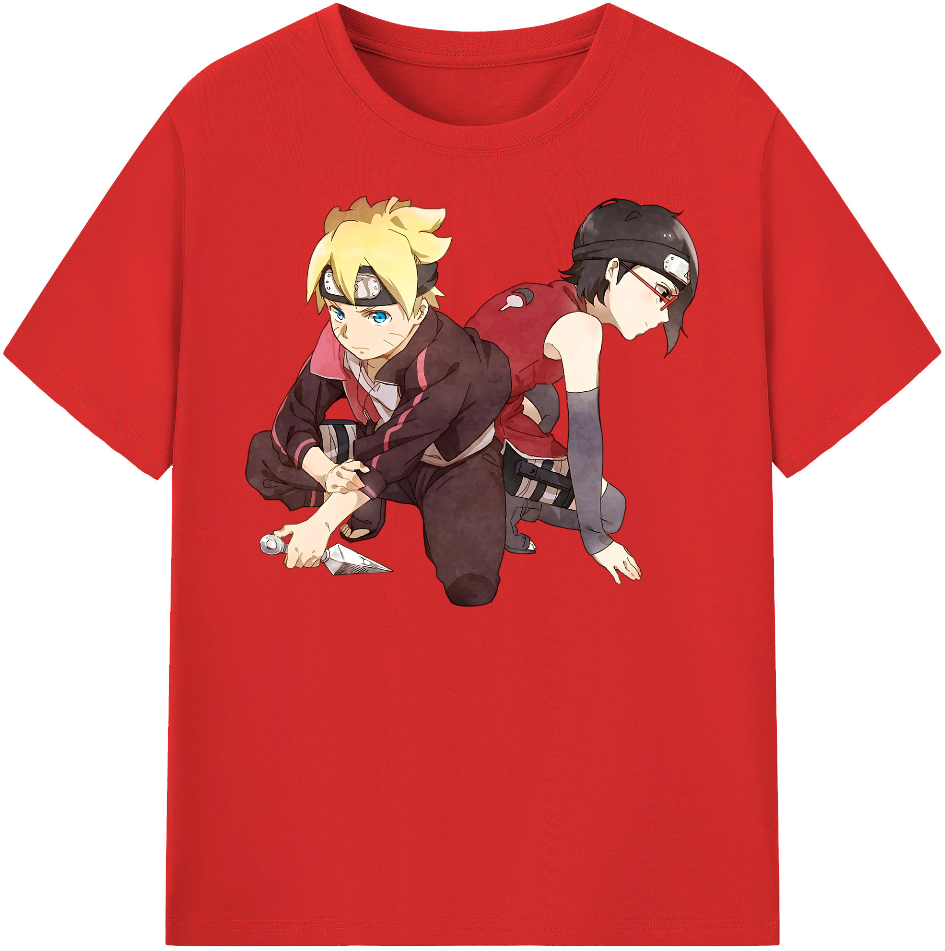 （画像用） NARUTO -ナルト- うちは サラダ Uchiha Sarada 綿100％半袖Tシャツ（フロントプリント）