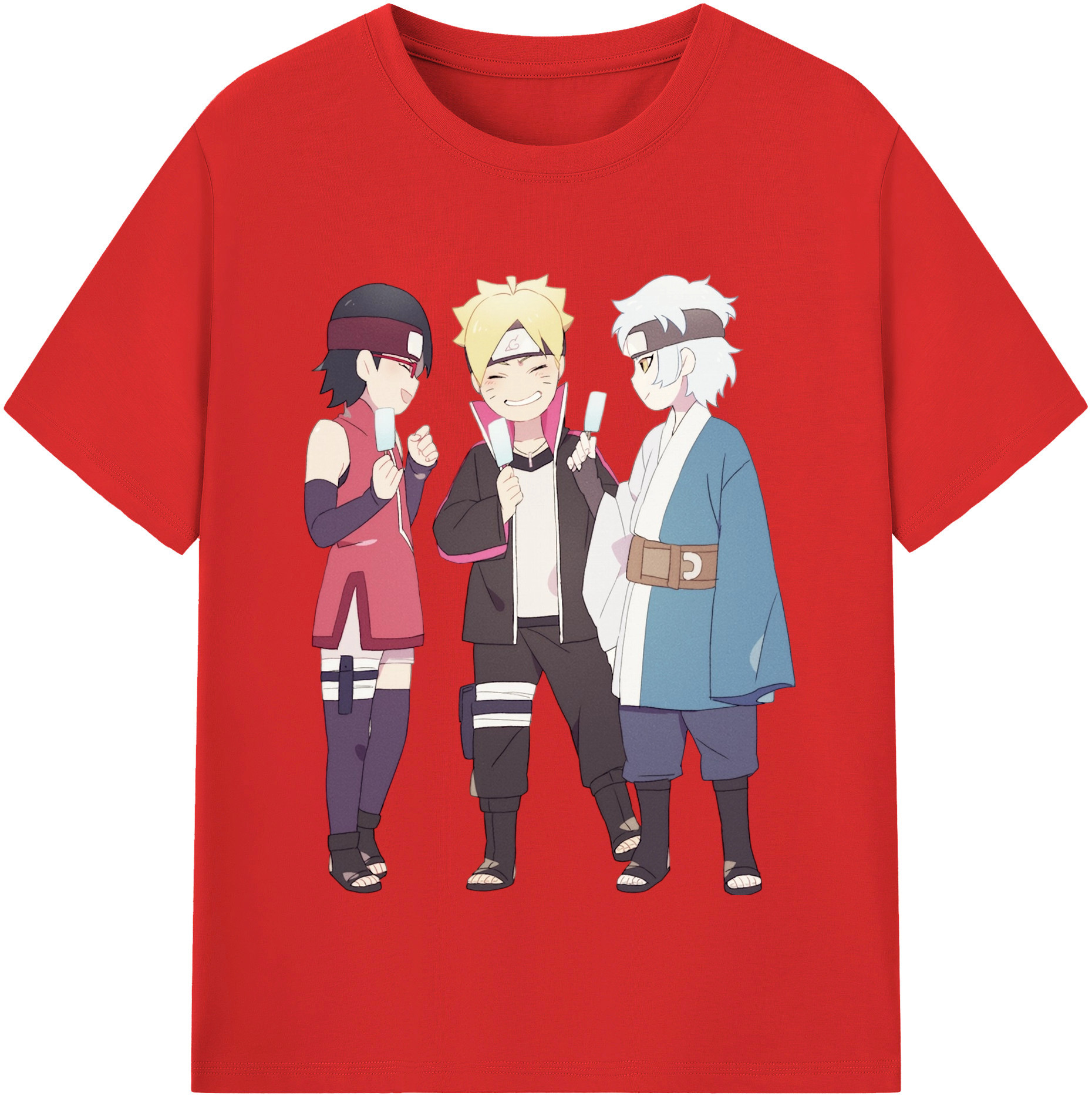 （画像用） NARUTO -ナルト- うちは サラダ Uchiha Sarada 綿100％半袖Tシャツ（フロントプリント）