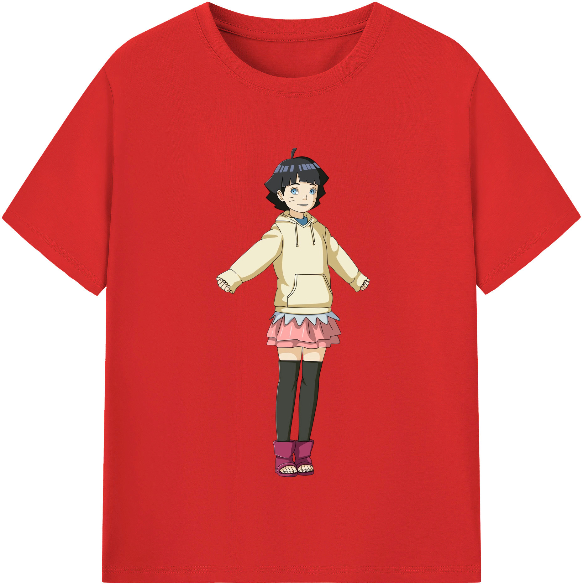 （画像用） NARUTO -ナルト- うずまき ヒマワリ Uzumaki Himawari 綿100％半袖Tシャツ（フロントプリント）
