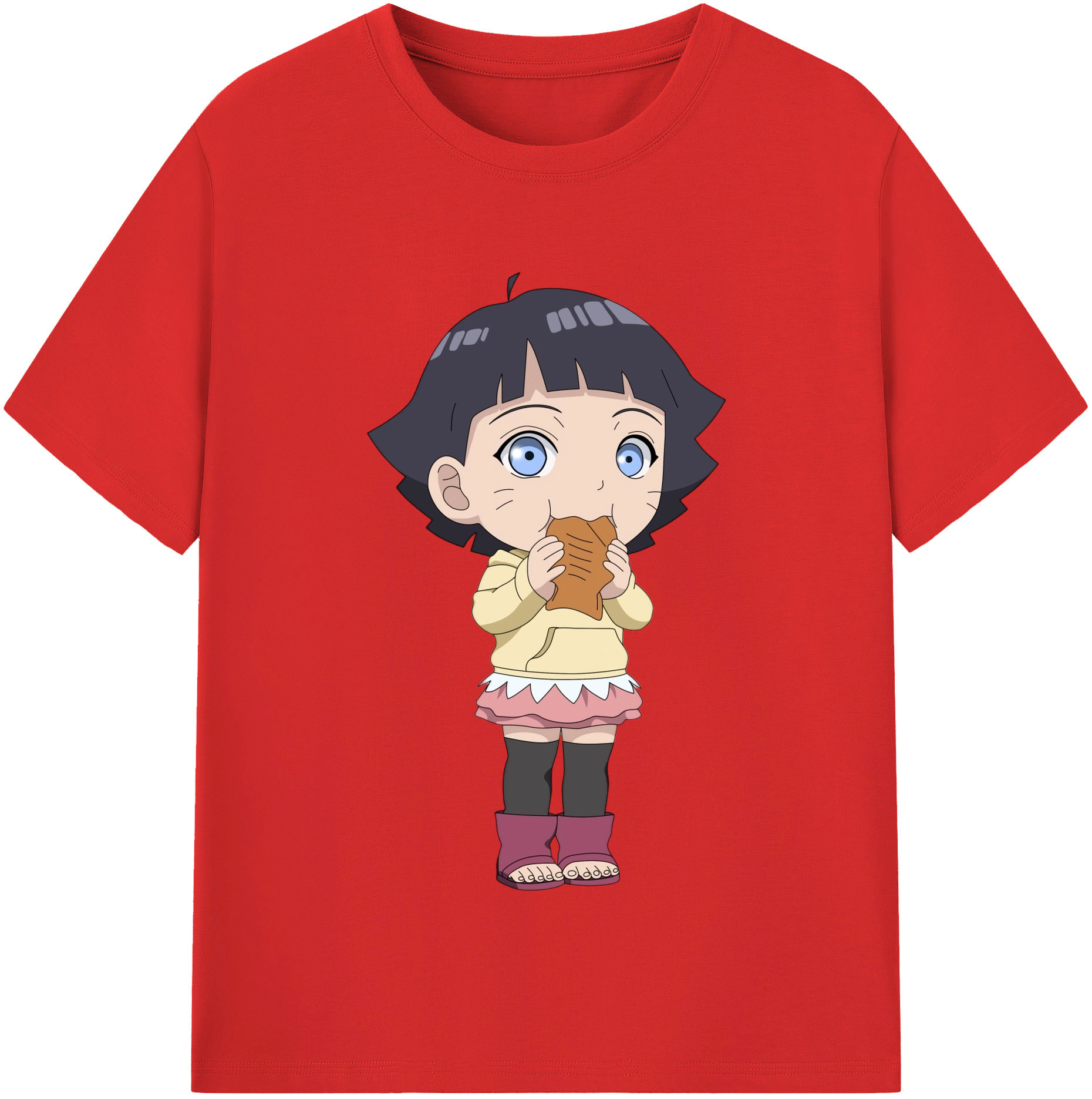 （画像用） NARUTO -ナルト- うずまき ヒマワリ Uzumaki Himawari 綿100％半袖Tシャツ（フロントプリント）