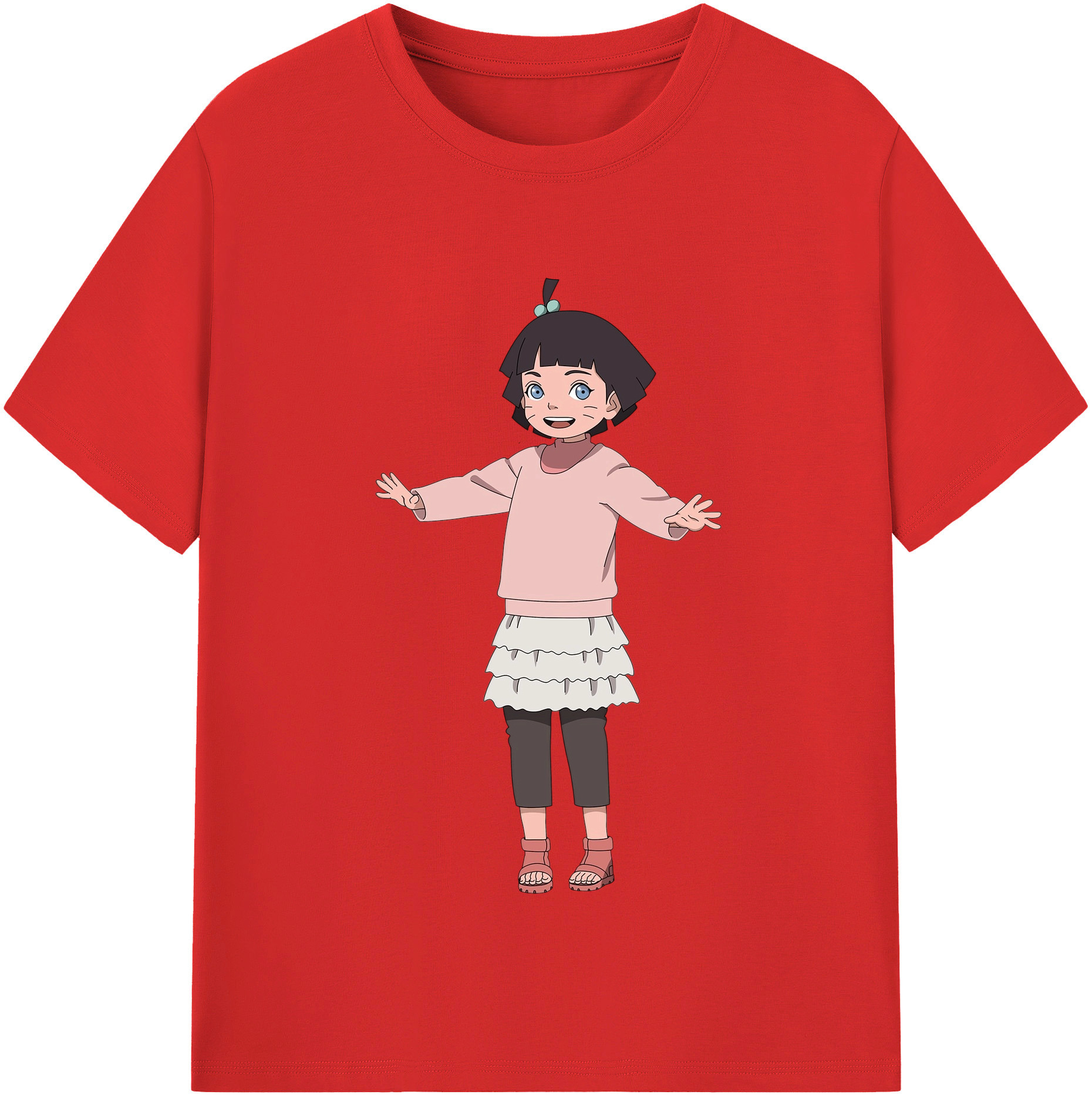（画像用） NARUTO -ナルト- うずまき ヒマワリ Uzumaki Himawari 綿100％半袖Tシャツ（フロントプリント）