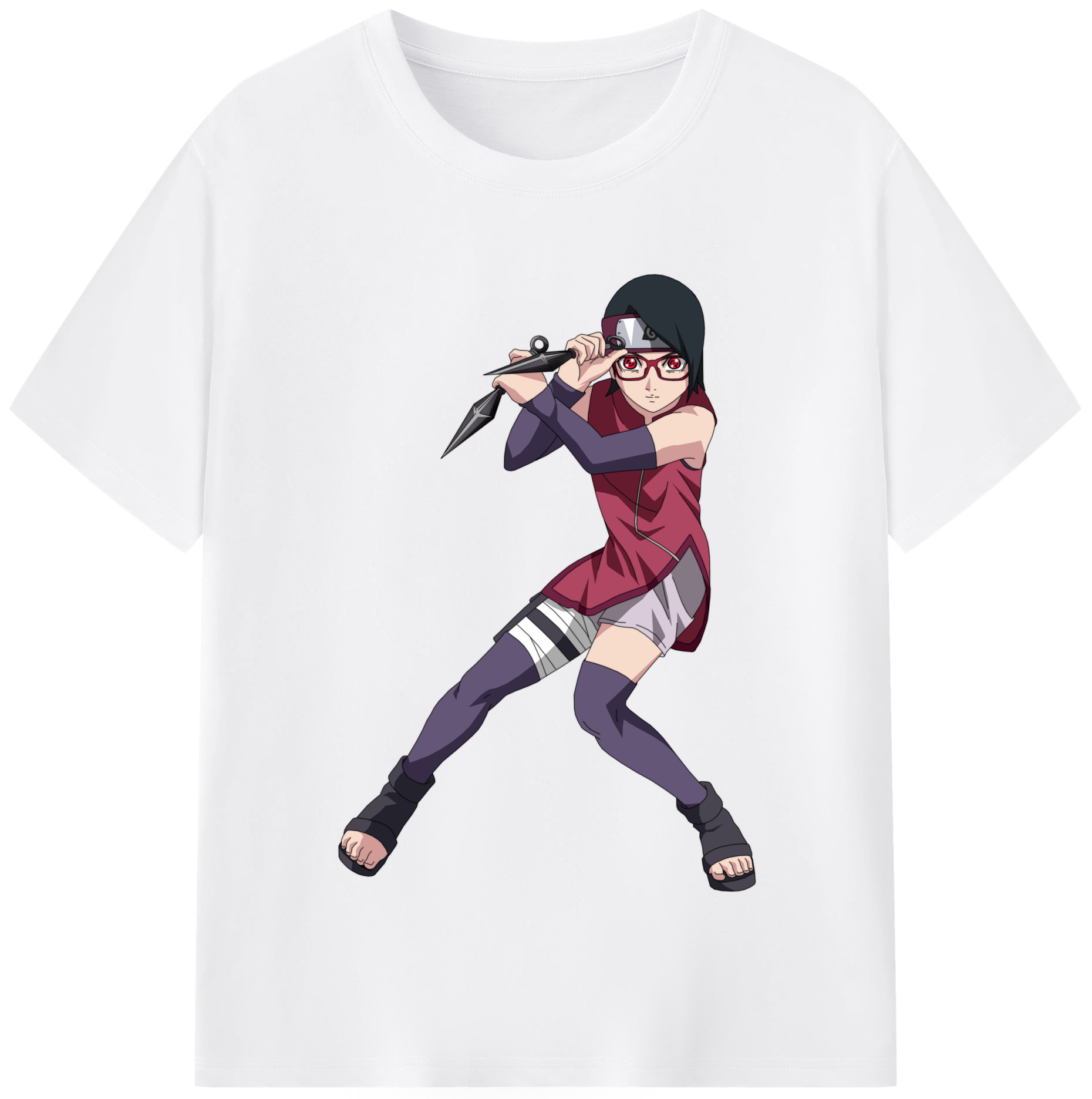 （画像用） NARUTO -ナルト- うちは サラダ Uchiha Sarada 綿100％半袖Tシャツ（フロントプリント）
