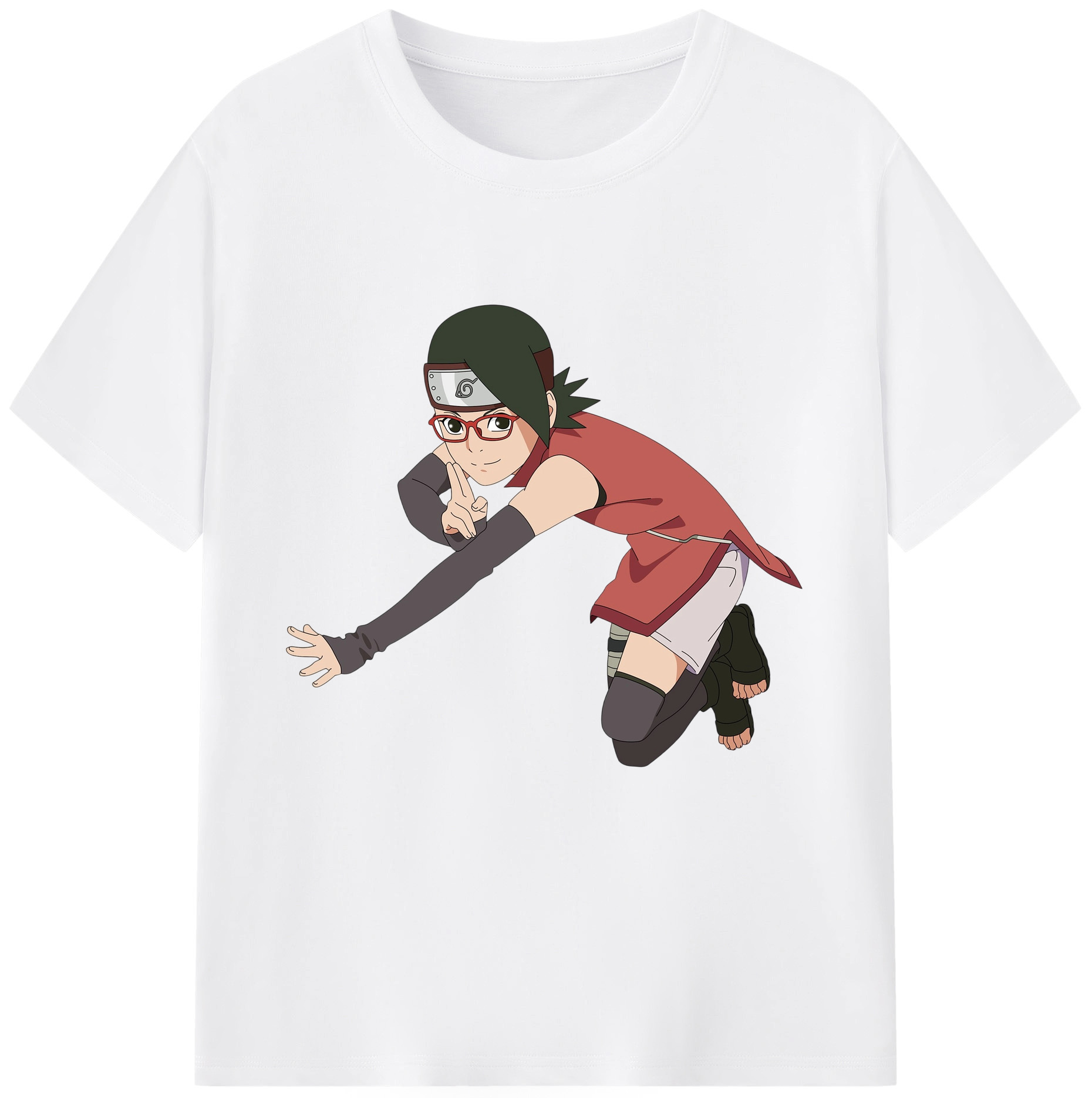 （画像用） NARUTO -ナルト- うちは サラダ Uchiha Sarada 綿100％半袖Tシャツ（フロントプリント）