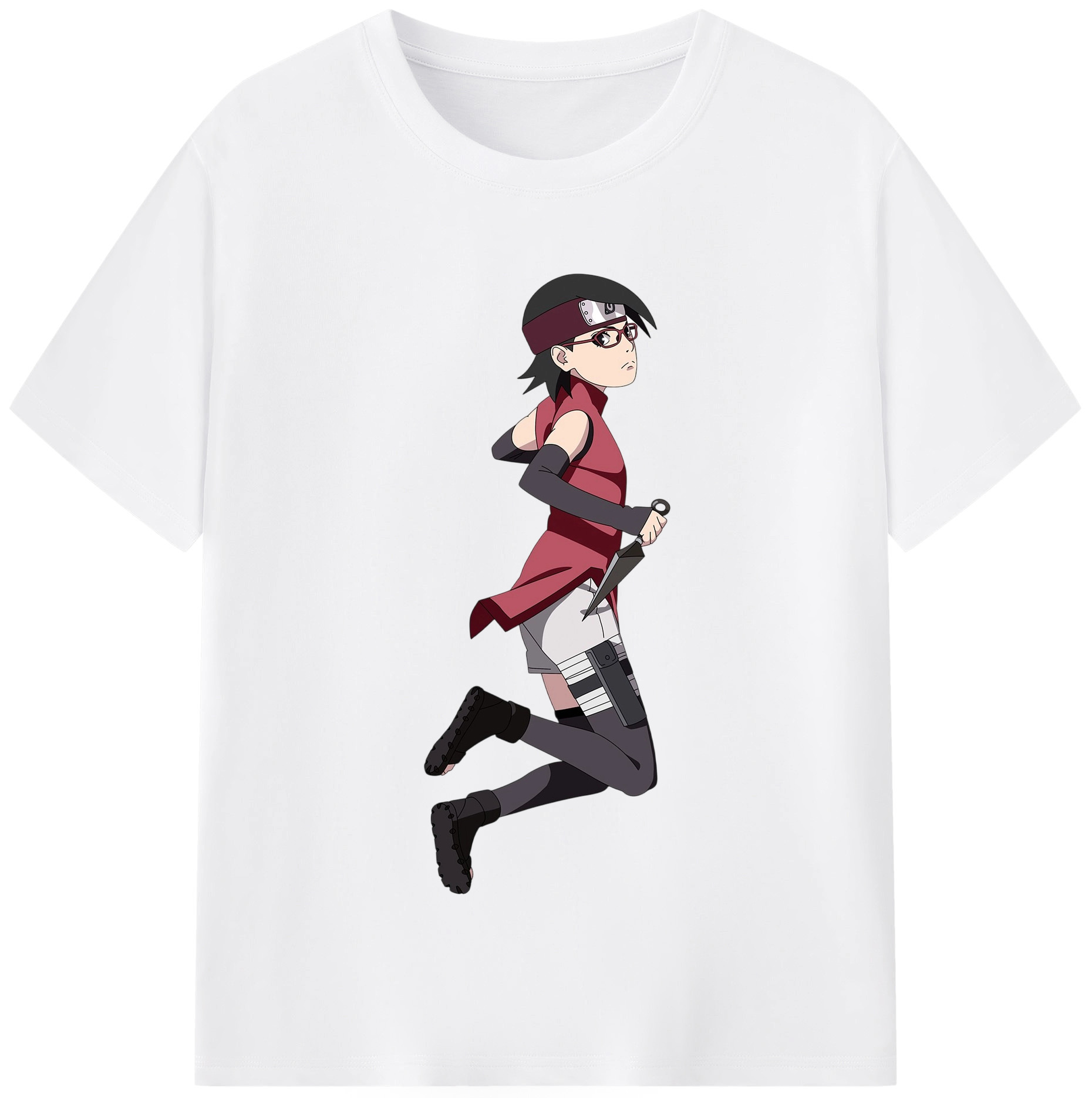 （画像用） NARUTO -ナルト- うちは サラダ Uchiha Sarada 綿100％半袖Tシャツ（フロントプリント）