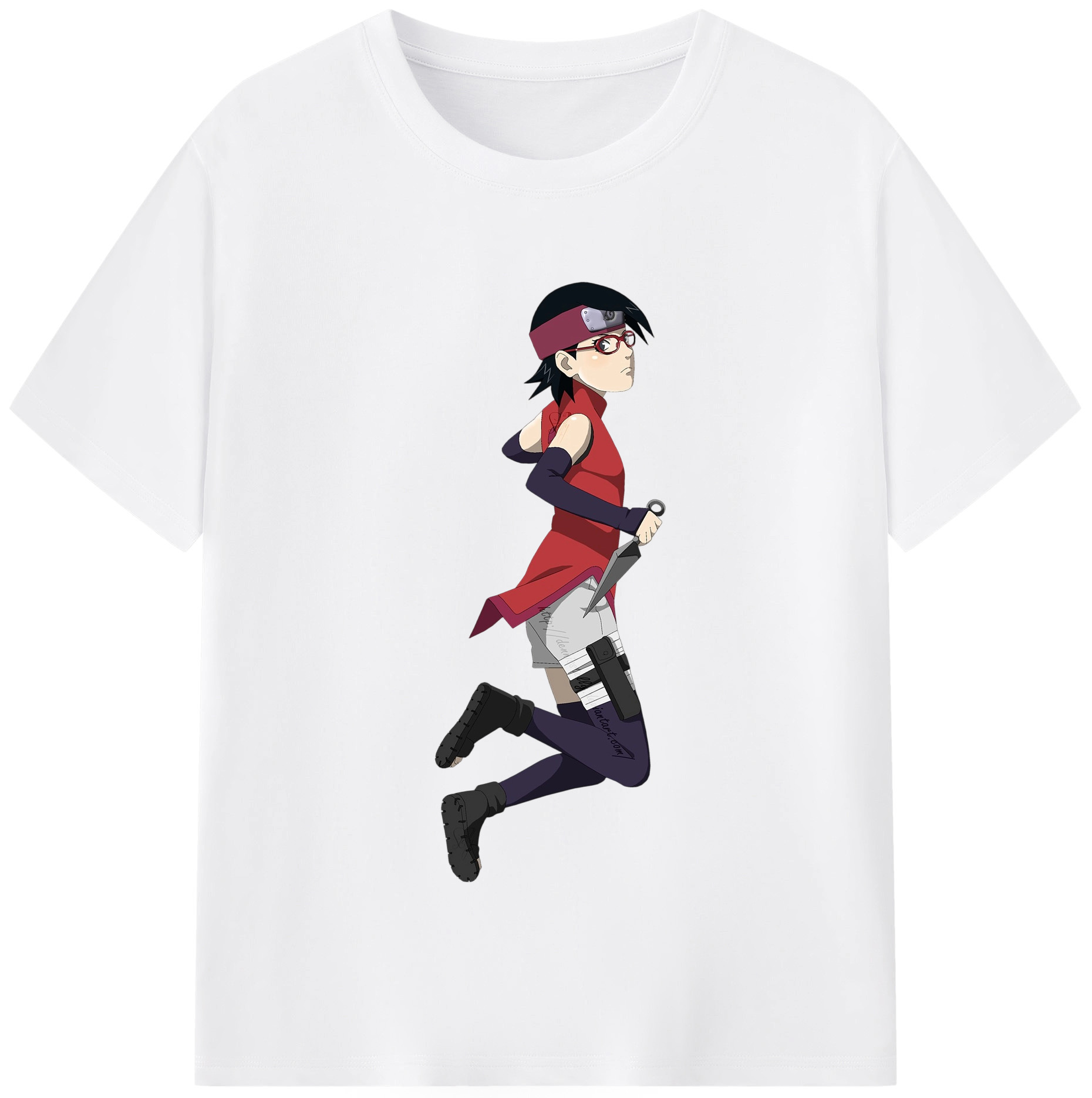 （画像用） NARUTO -ナルト- うちは サラダ Uchiha Sarada 綿100％半袖Tシャツ（フロントプリント）
