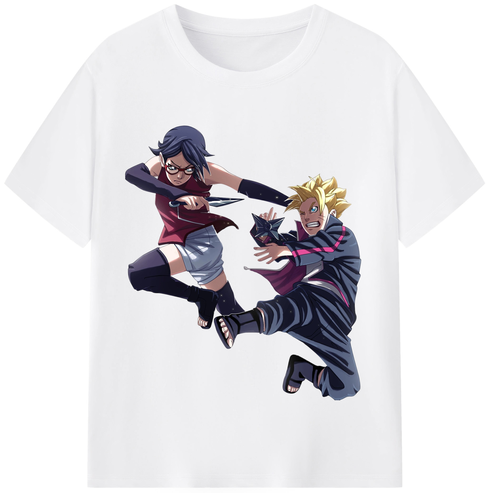 （画像用） NARUTO -ナルト- うちは サラダ Uchiha Sarada 綿100％半袖Tシャツ（フロントプリント）
