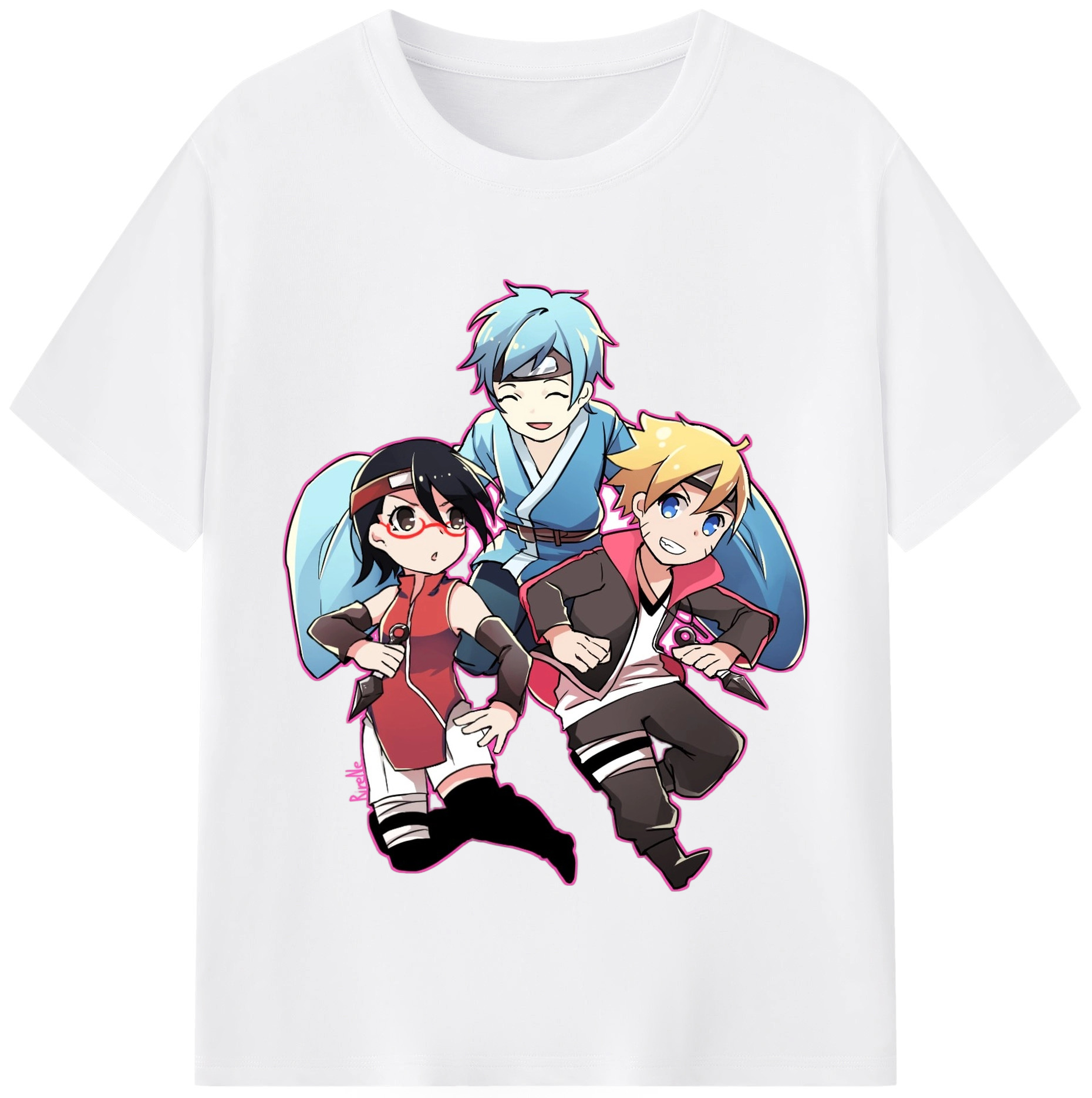 （画像用） NARUTO -ナルト- うちは サラダ Uchiha Sarada 綿100％半袖Tシャツ（フロントプリント）