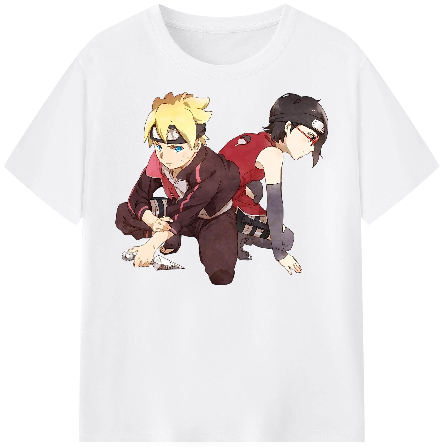 （画像用） NARUTO -ナルト- うちは サラダ Uchiha Sarada 綿100％半袖Tシャツ（フロントプリント）