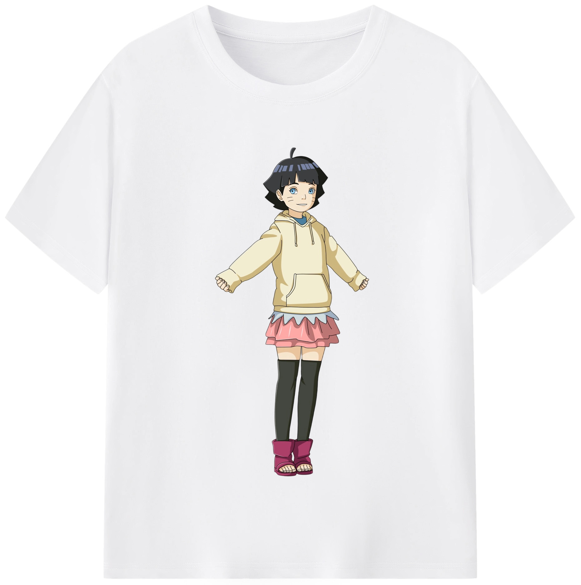 （画像用） NARUTO -ナルト- うずまき ヒマワリ Uzumaki Himawari 綿100％半袖Tシャツ（フロントプリント）