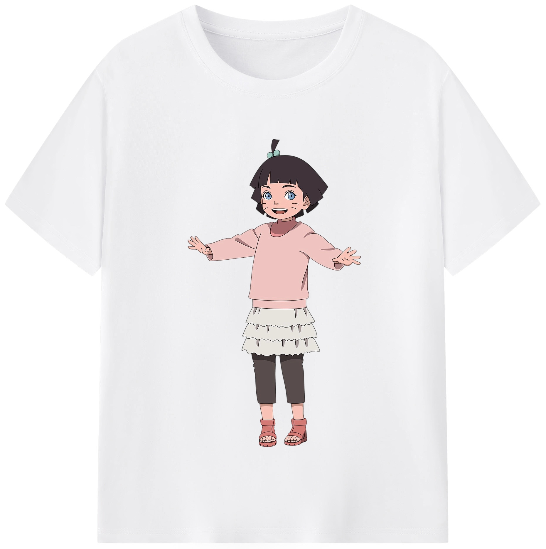 （画像用） NARUTO -ナルト- うずまき ヒマワリ Uzumaki Himawari 綿100％半袖Tシャツ（フロントプリント）