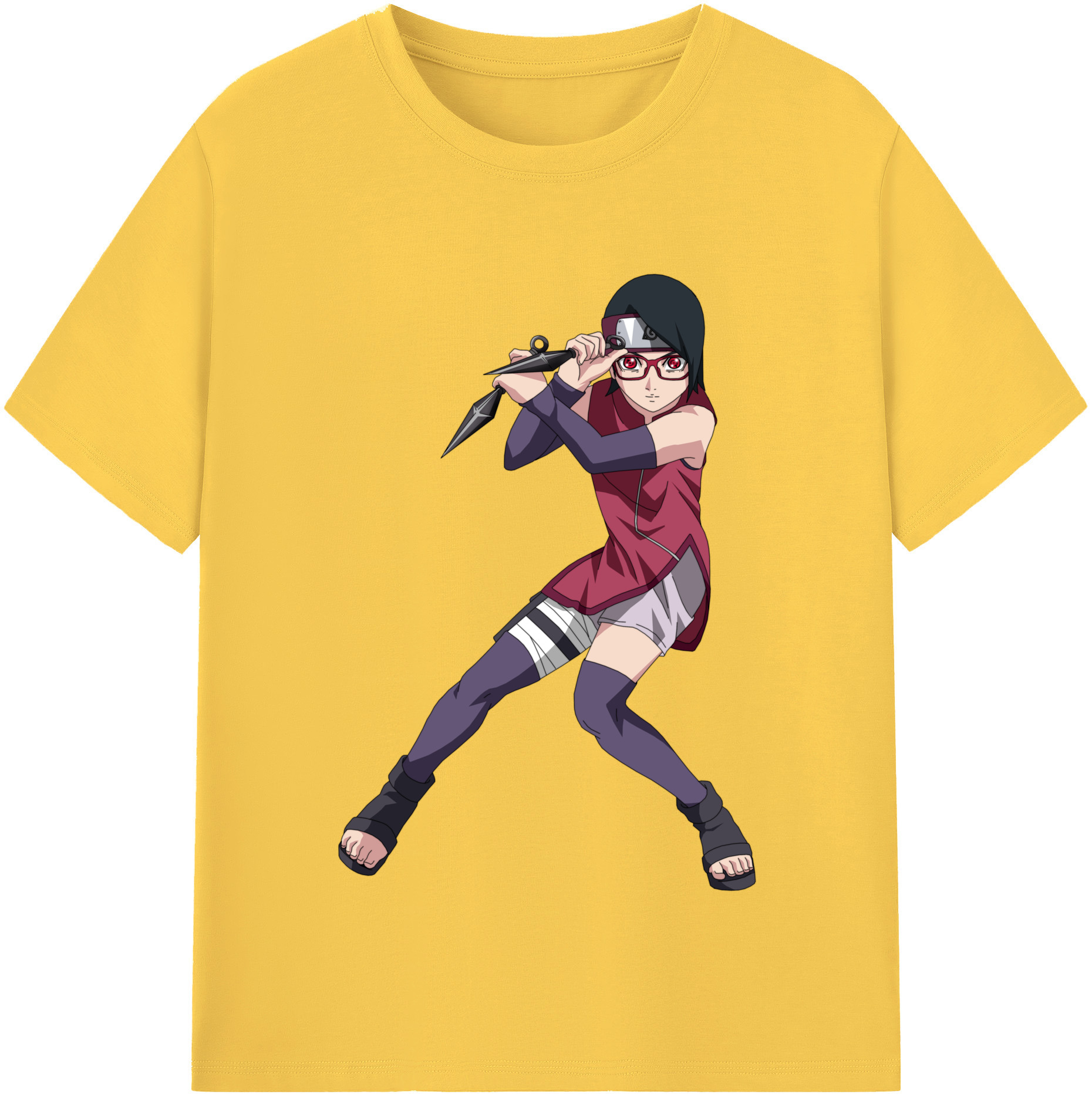（画像用） NARUTO -ナルト- うちは サラダ Uchiha Sarada 綿100％半袖Tシャツ（フロントプリント）