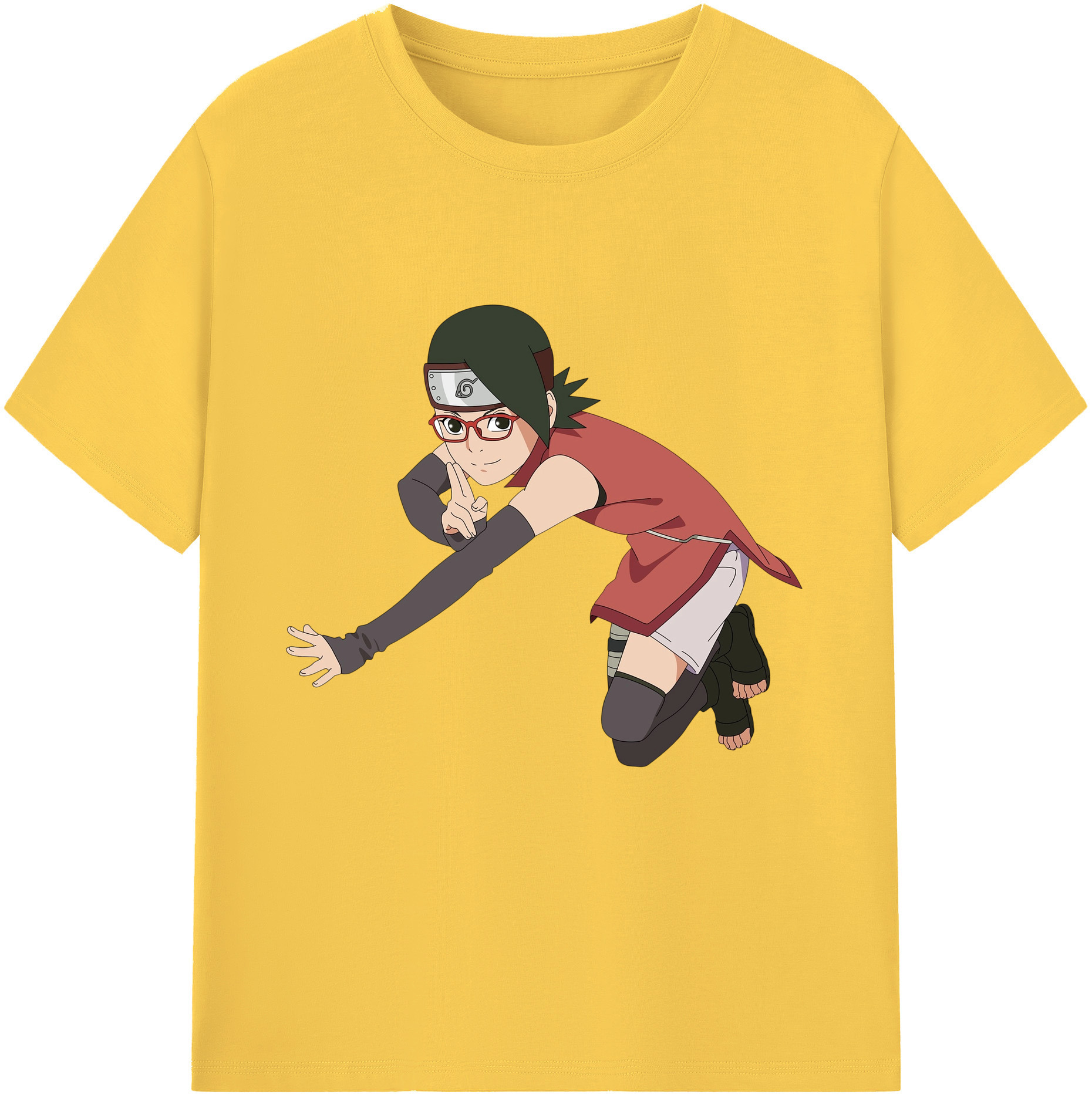（画像用） NARUTO -ナルト- うちは サラダ Uchiha Sarada 綿100％半袖Tシャツ（フロントプリント）
