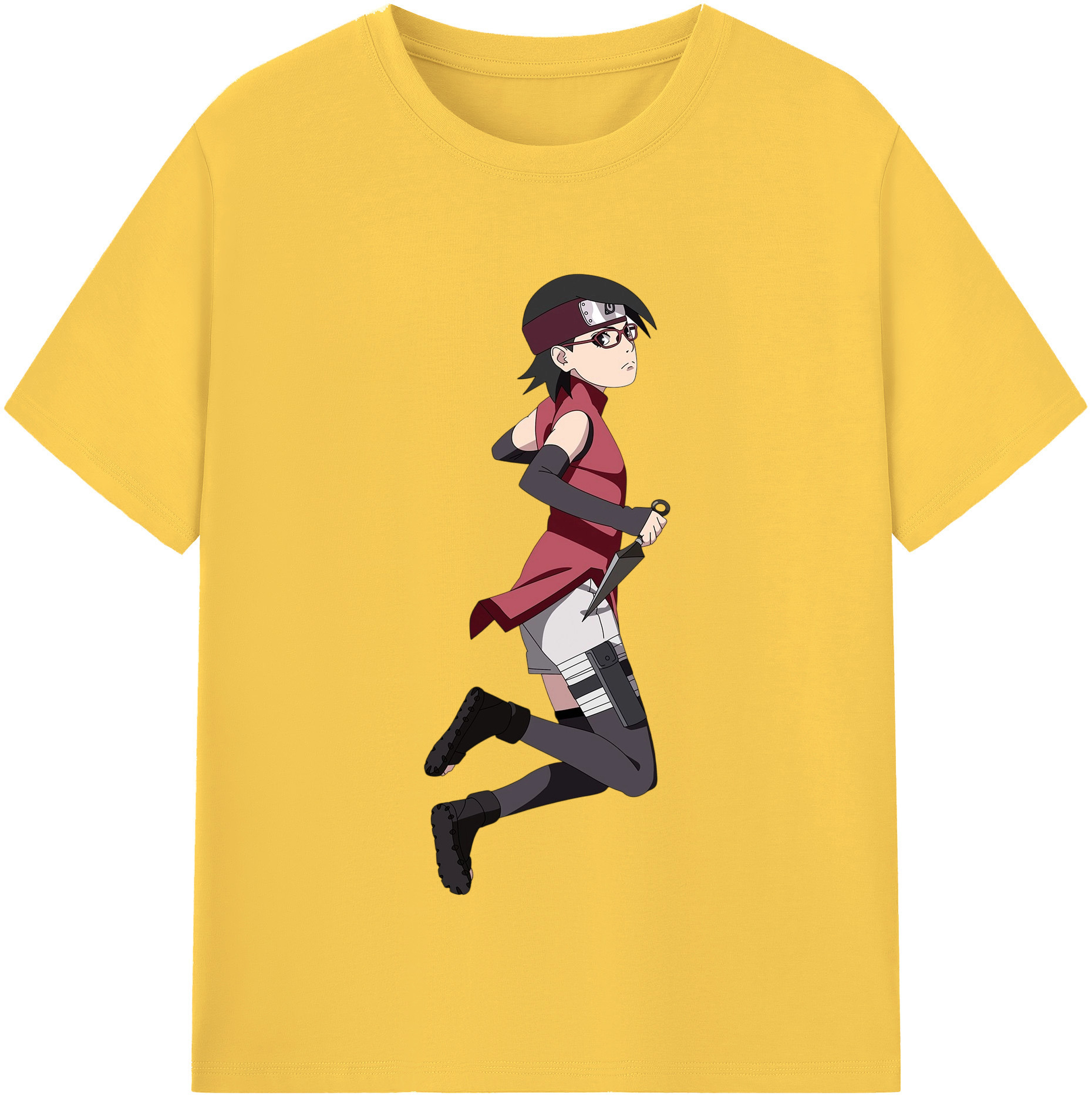 （画像用） NARUTO -ナルト- うちは サラダ Uchiha Sarada 綿100％半袖Tシャツ（フロントプリント）
