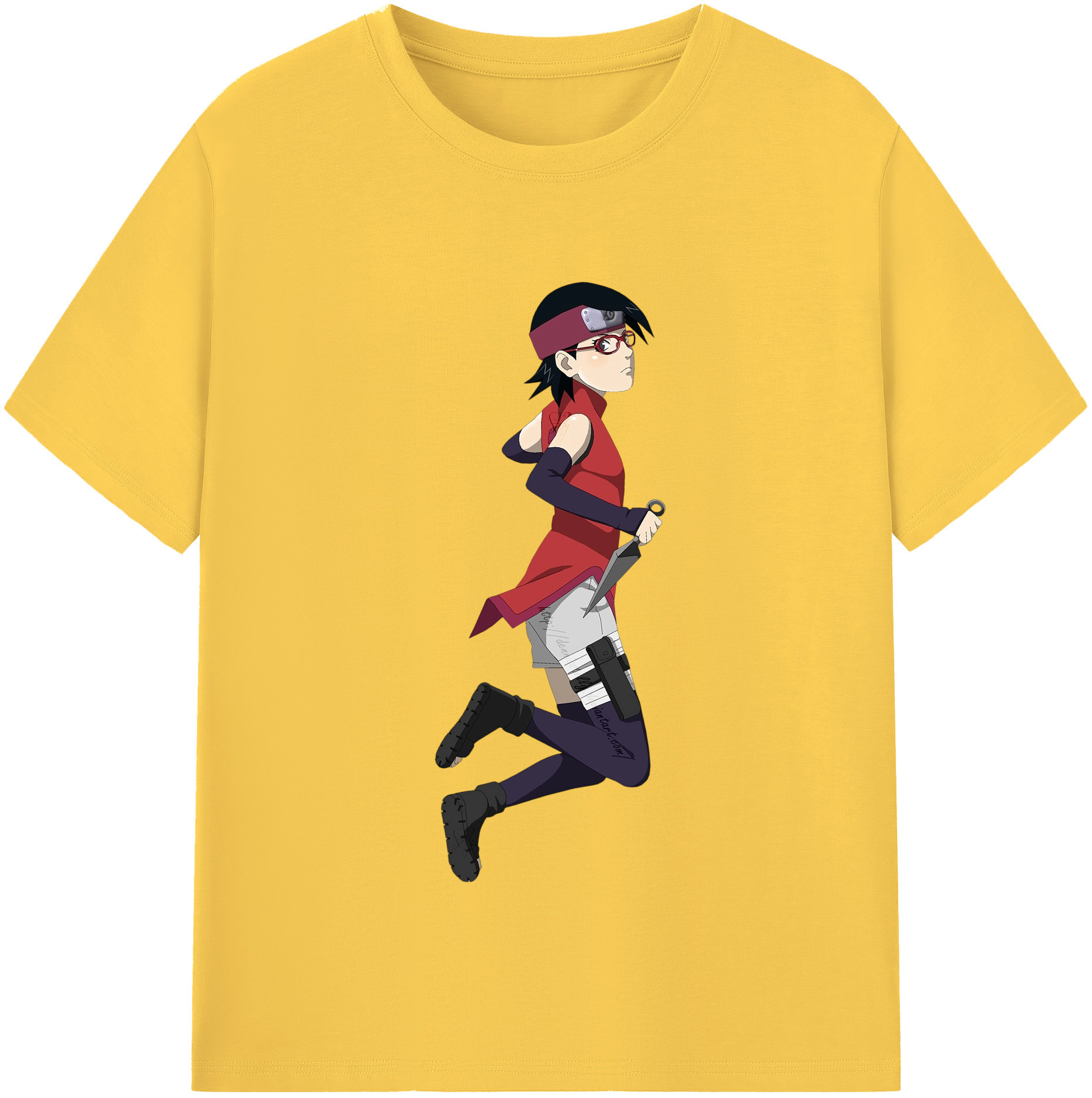 （画像用） NARUTO -ナルト- うちは サラダ Uchiha Sarada 綿100％半袖Tシャツ（フロントプリント）