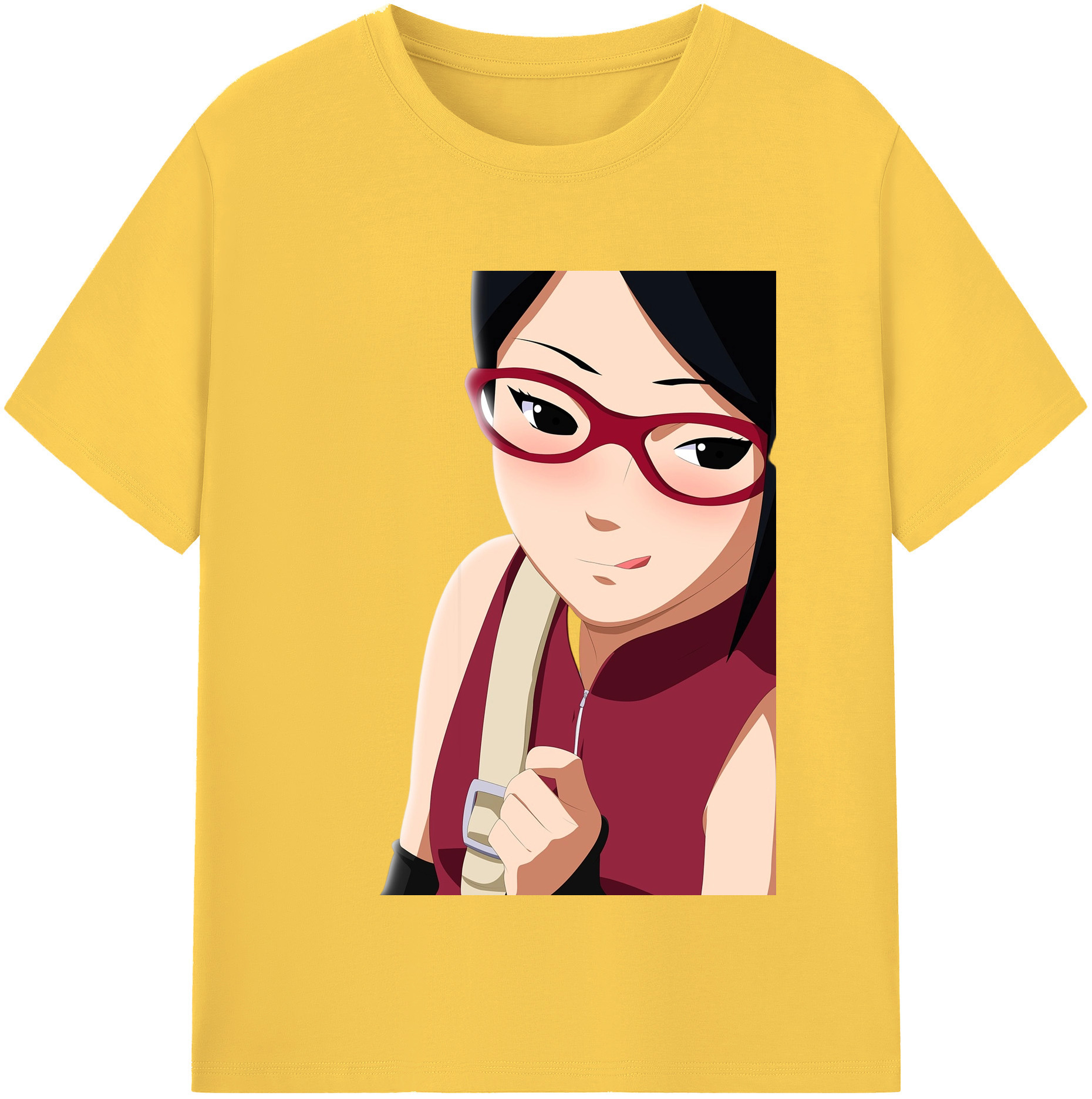 （画像用） NARUTO -ナルト- うちは サラダ Uchiha Sarada 綿100％半袖Tシャツ（フロントプリント）