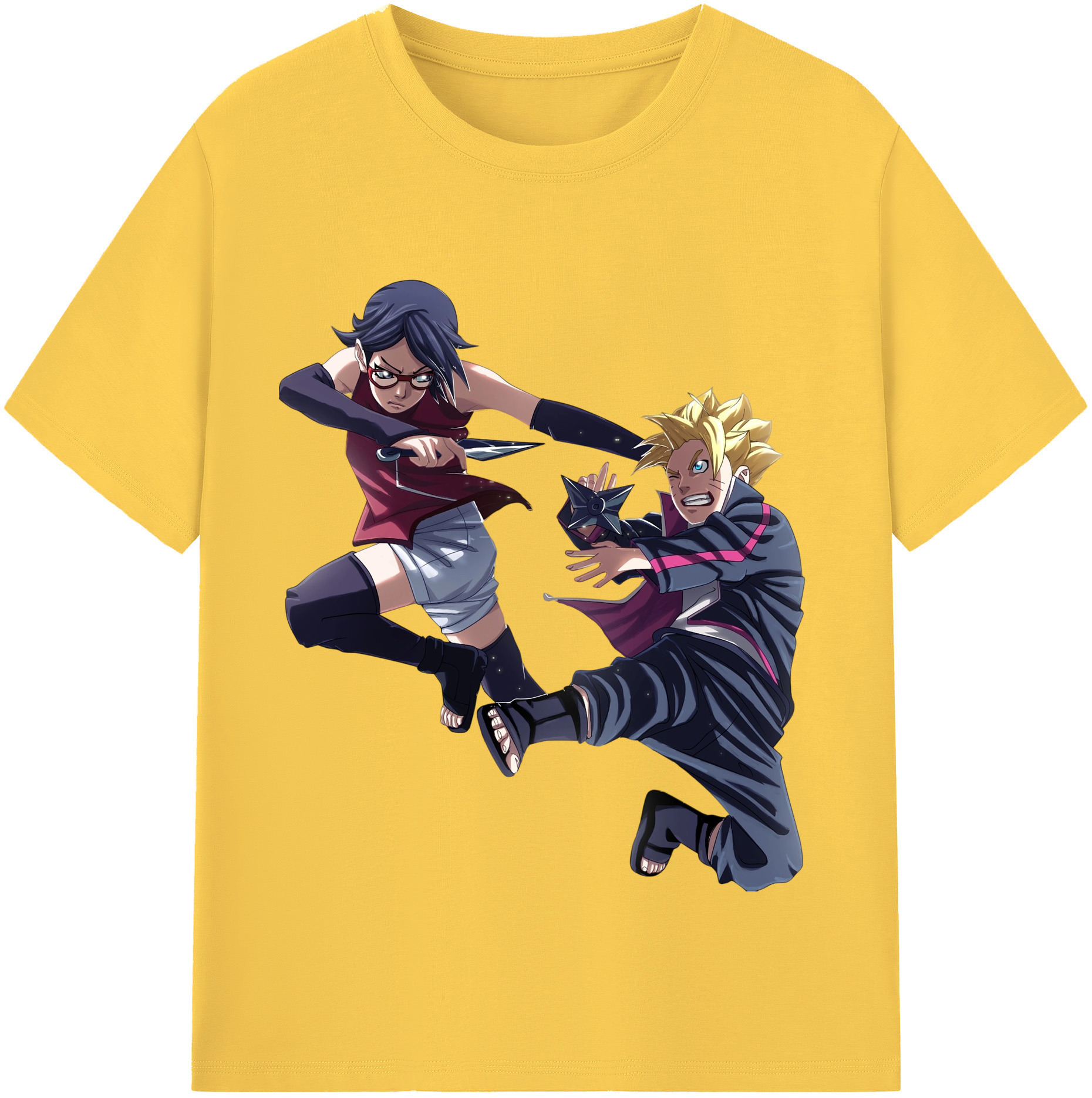 （画像用） NARUTO -ナルト- うちは サラダ Uchiha Sarada 綿100％半袖Tシャツ（フロントプリント）