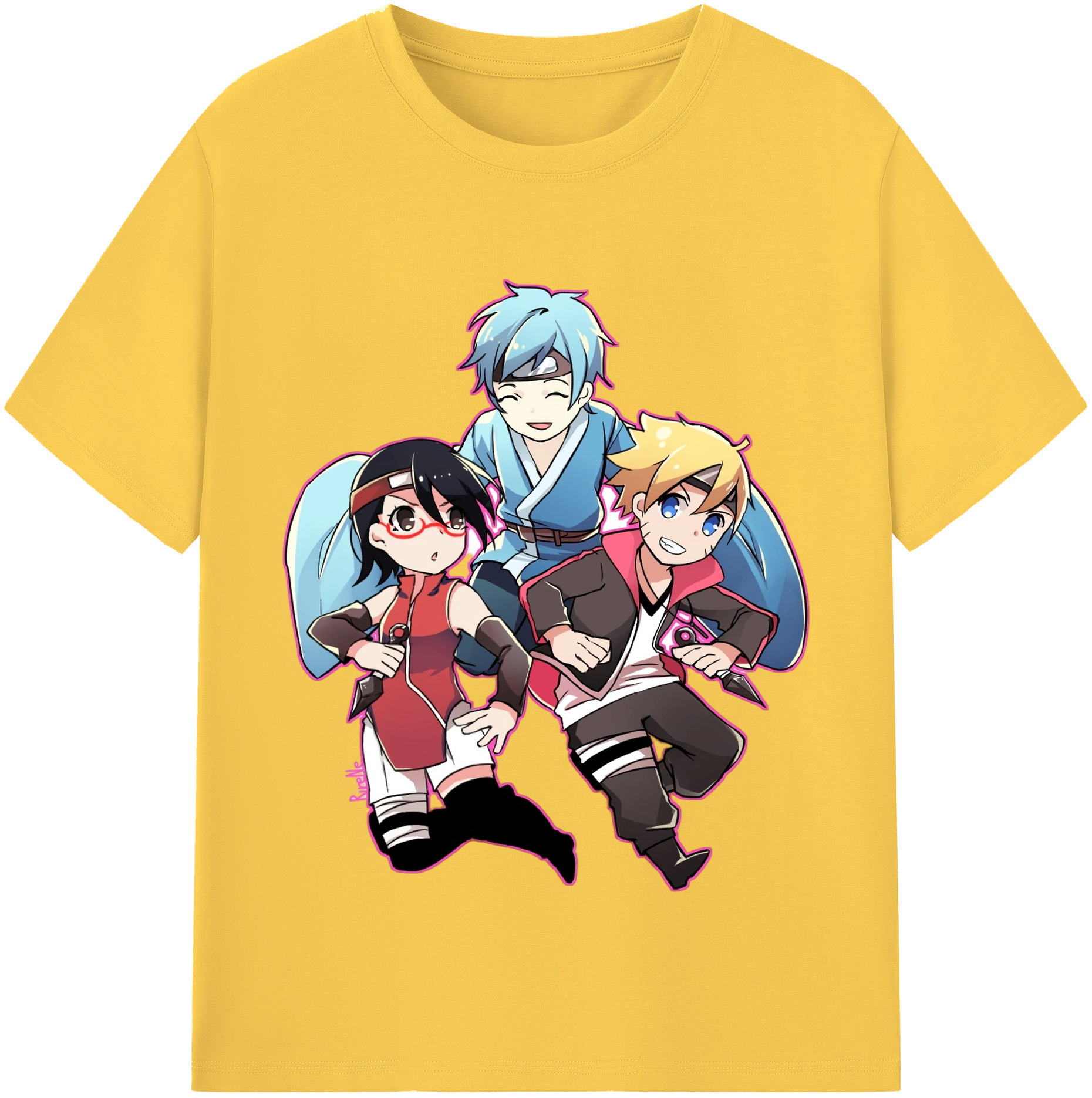 （画像用） NARUTO -ナルト- うちは サラダ Uchiha Sarada 綿100％半袖Tシャツ（フロントプリント）
