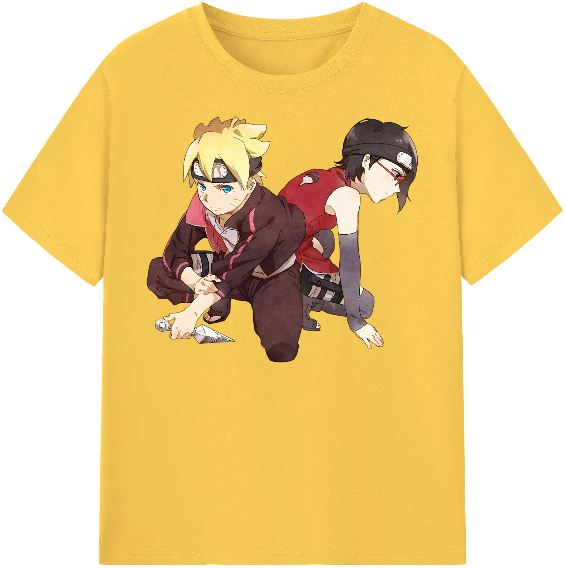 （画像用） NARUTO -ナルト- うちは サラダ Uchiha Sarada 綿100％半袖Tシャツ（フロントプリント）