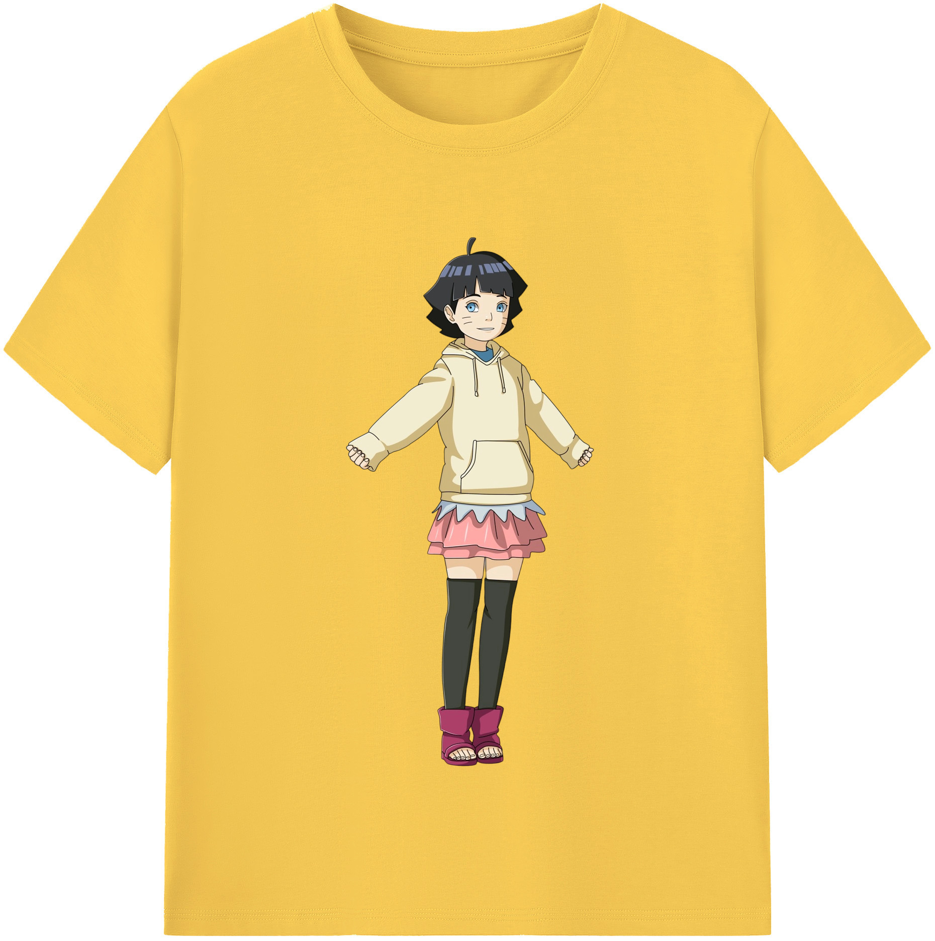 （画像用） NARUTO -ナルト- うずまき ヒマワリ Uzumaki Himawari 綿100％半袖Tシャツ（フロントプリント）
