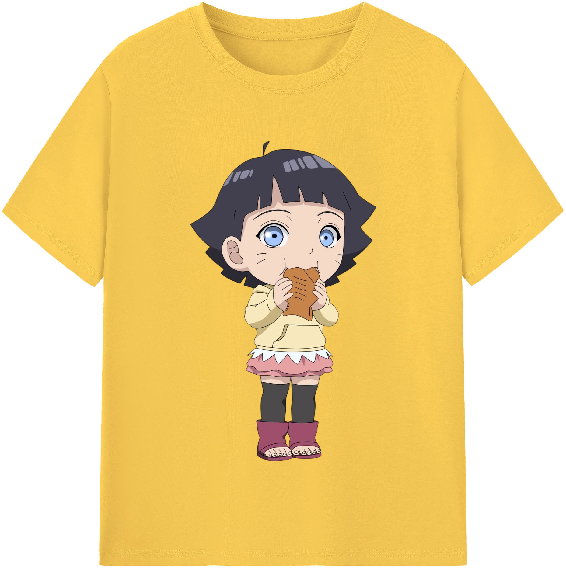 （画像用） NARUTO -ナルト- うずまき ヒマワリ Uzumaki Himawari 綿100％半袖Tシャツ（フロントプリント）