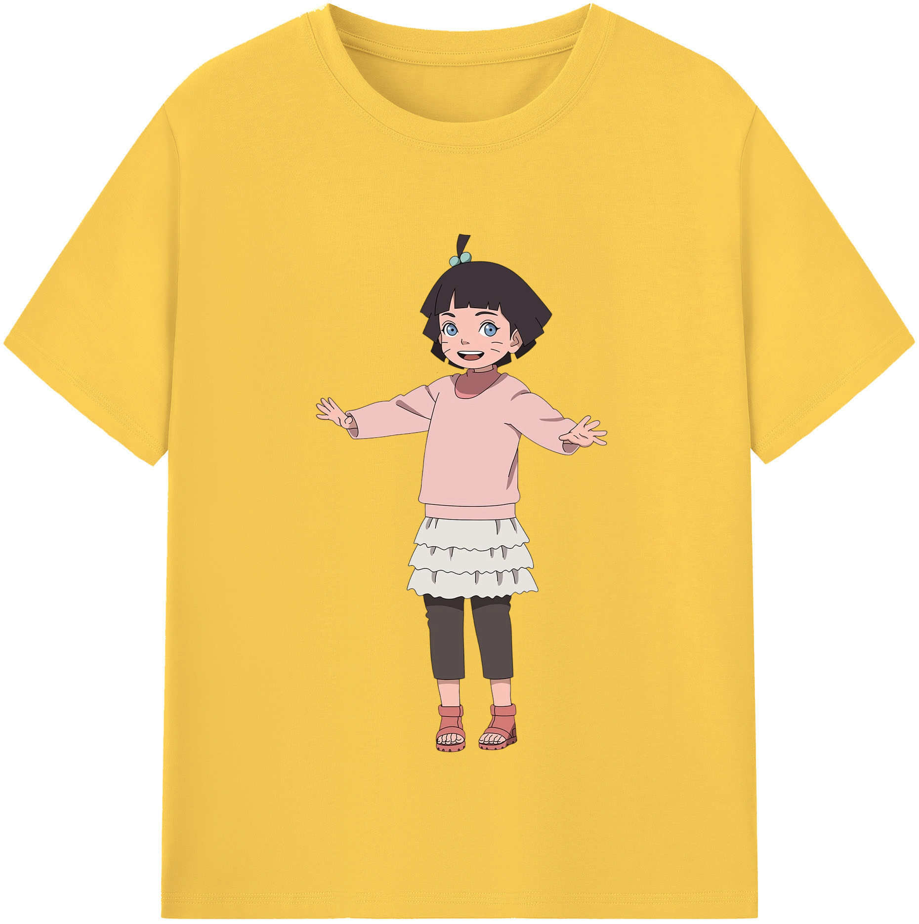 （画像用） NARUTO -ナルト- うずまき ヒマワリ Uzumaki Himawari 綿100％半袖Tシャツ（フロントプリント）