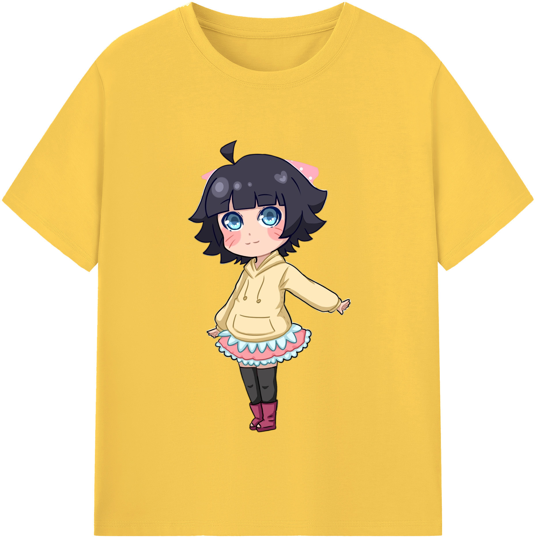 （画像用） NARUTO -ナルト- うずまき ヒマワリ Uzumaki Himawari 綿100％半袖Tシャツ（フロントプリント）
