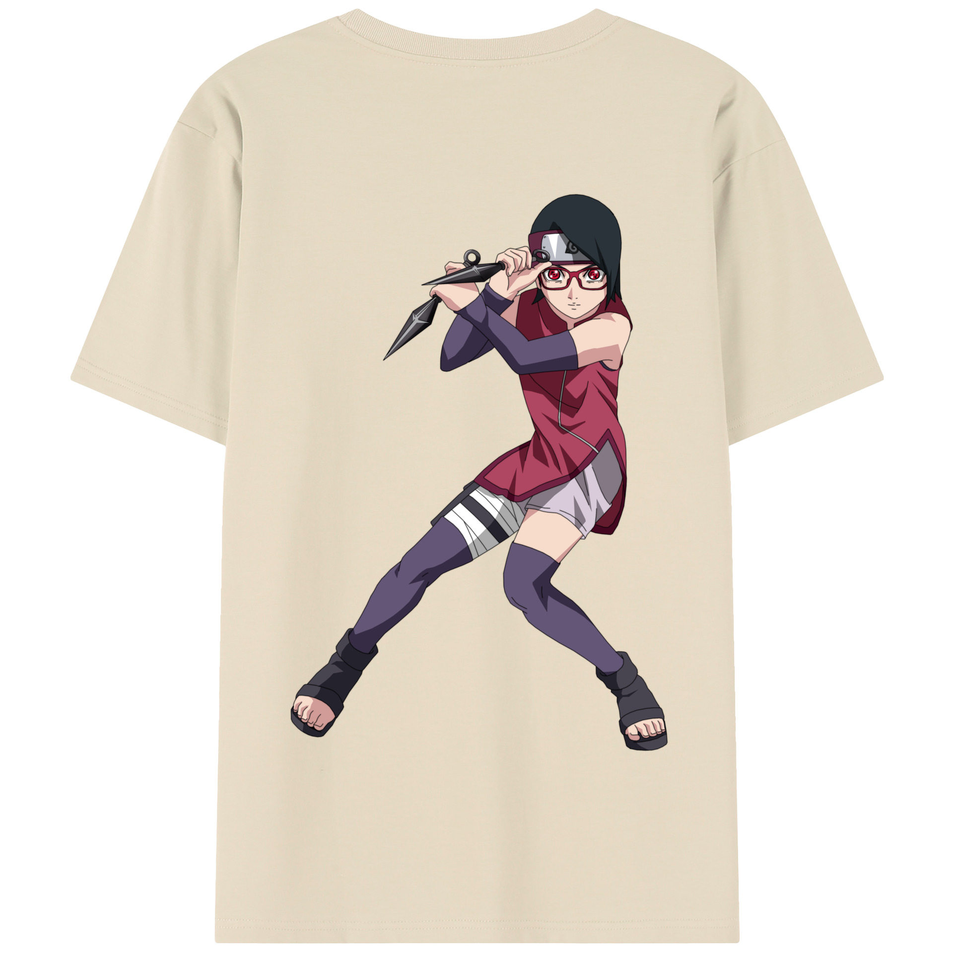 （画像用） NARUTO -ナルト- うちは サラダ Uchiha Sarada 綿100％半袖Tシャツ（背面プリント）