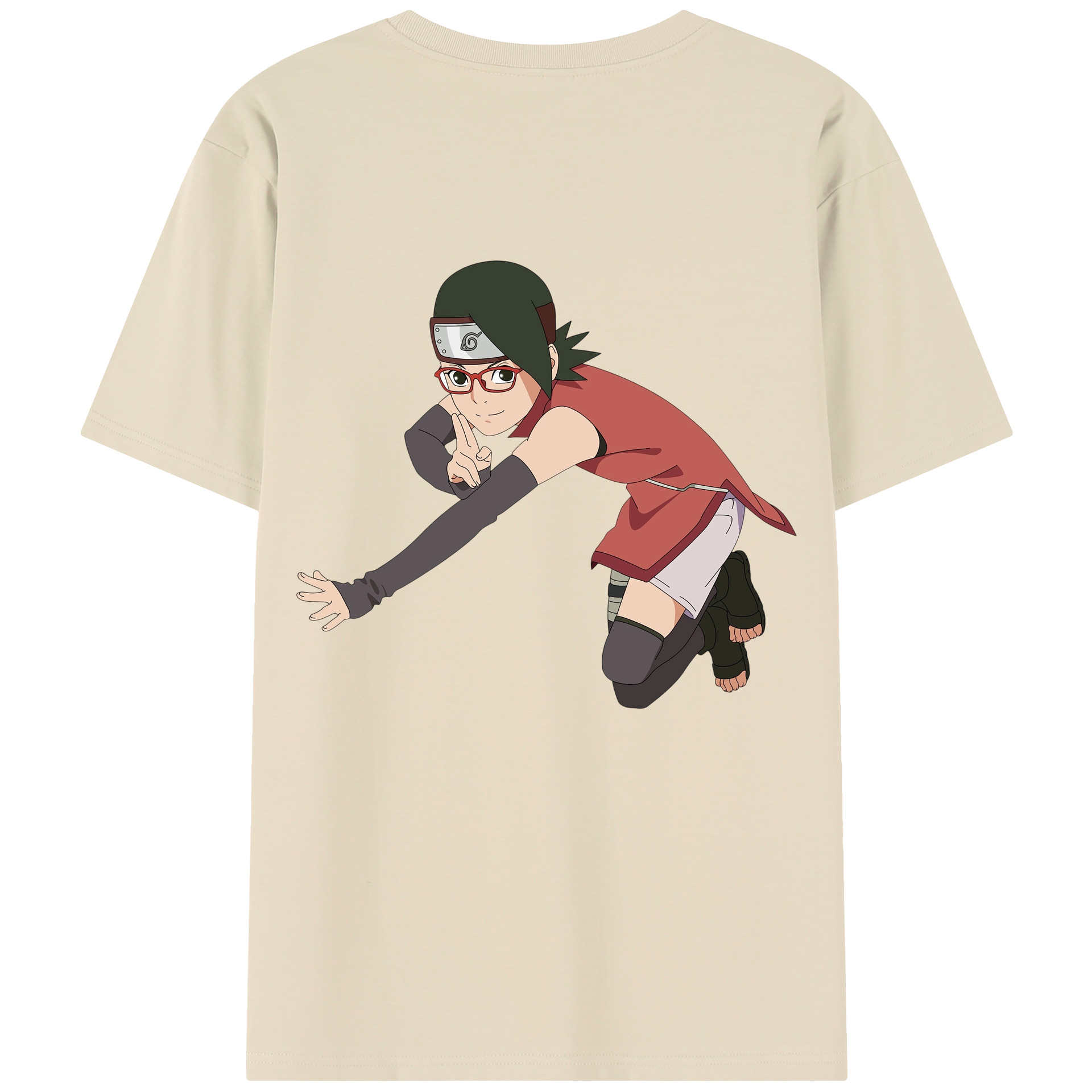 （画像用） NARUTO -ナルト- うちは サラダ Uchiha Sarada 綿100％半袖Tシャツ（背面プリント）