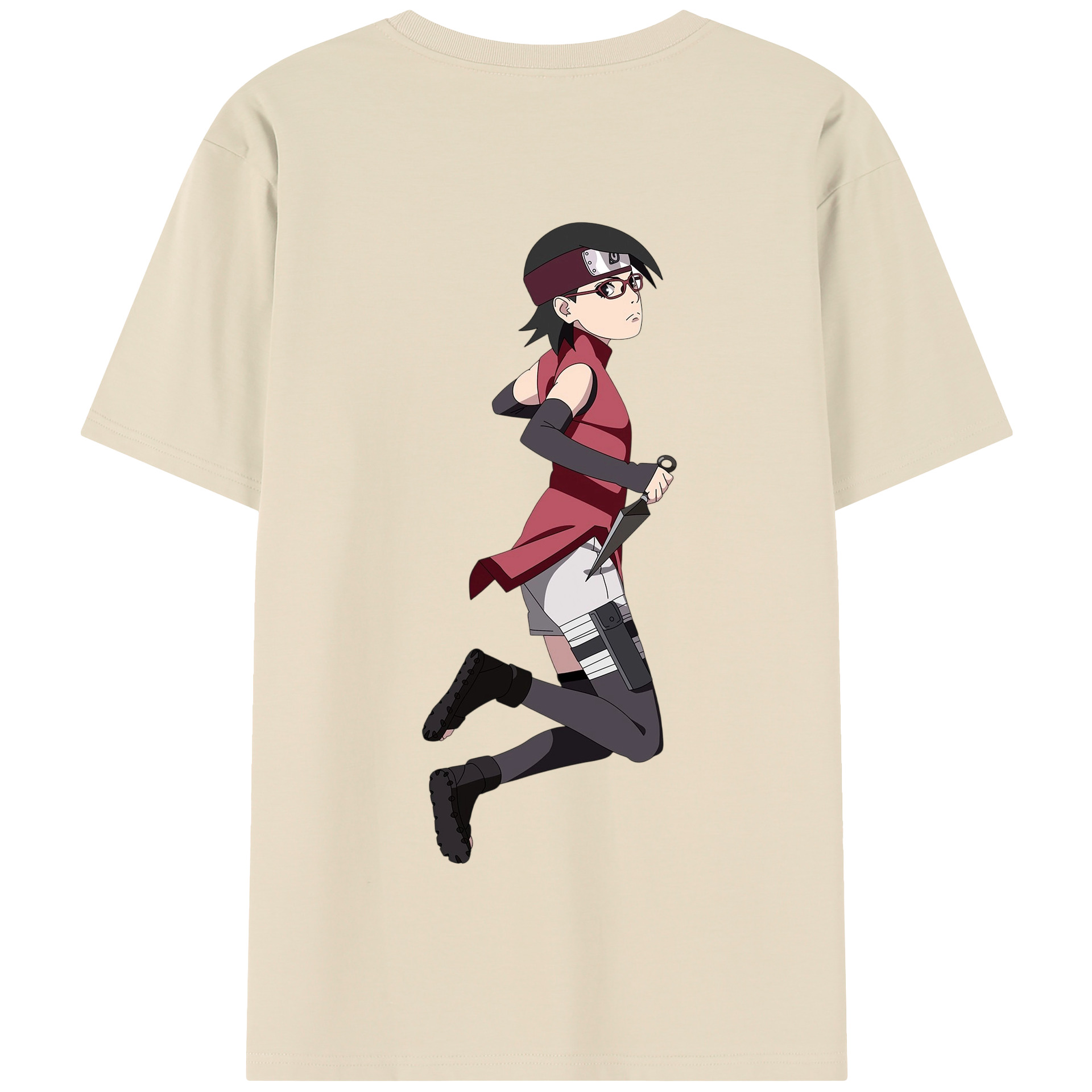 （画像用） NARUTO -ナルト- うちは サラダ Uchiha Sarada 綿100％半袖Tシャツ（背面プリント）