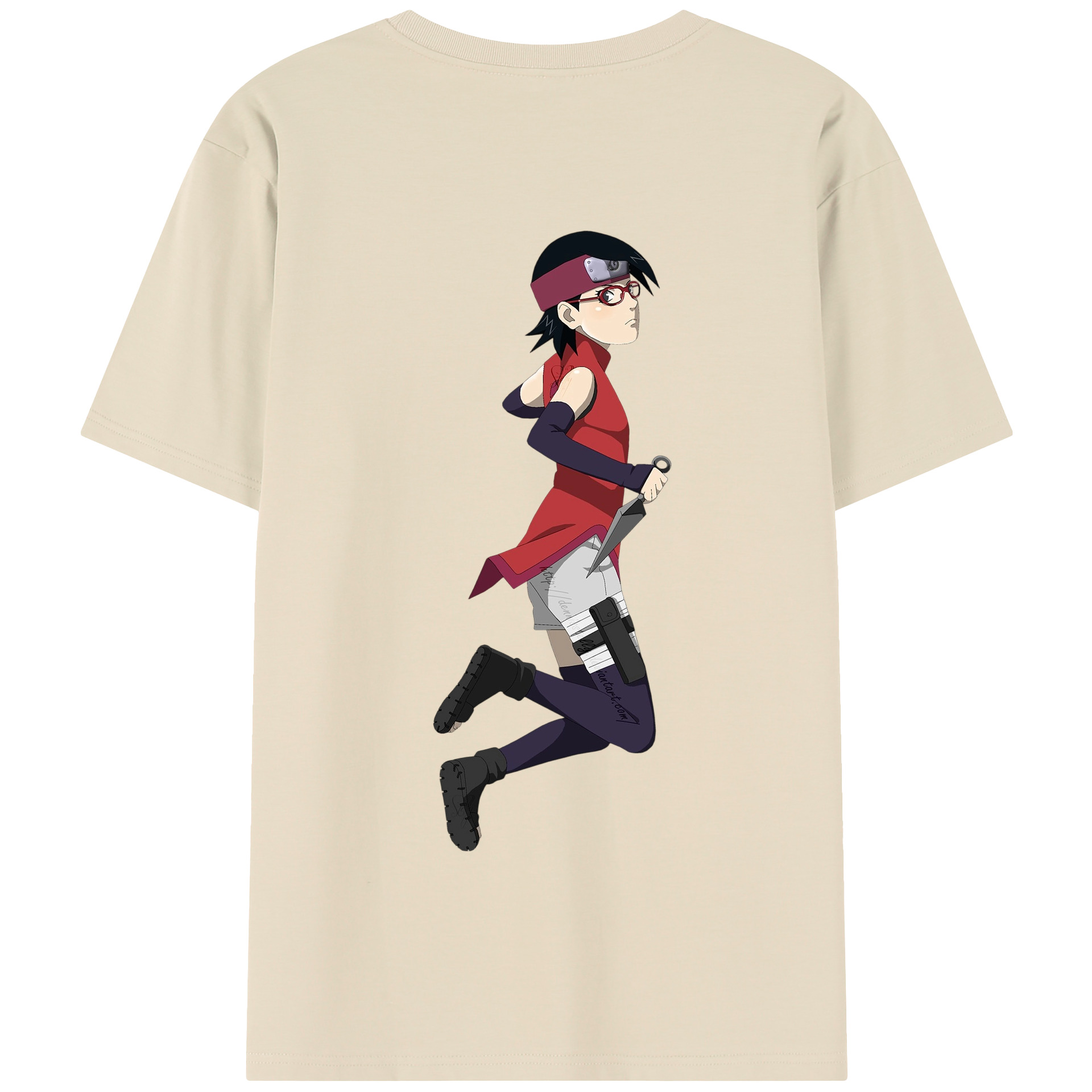 （画像用） NARUTO -ナルト- うちは サラダ Uchiha Sarada 綿100％半袖Tシャツ（背面プリント）