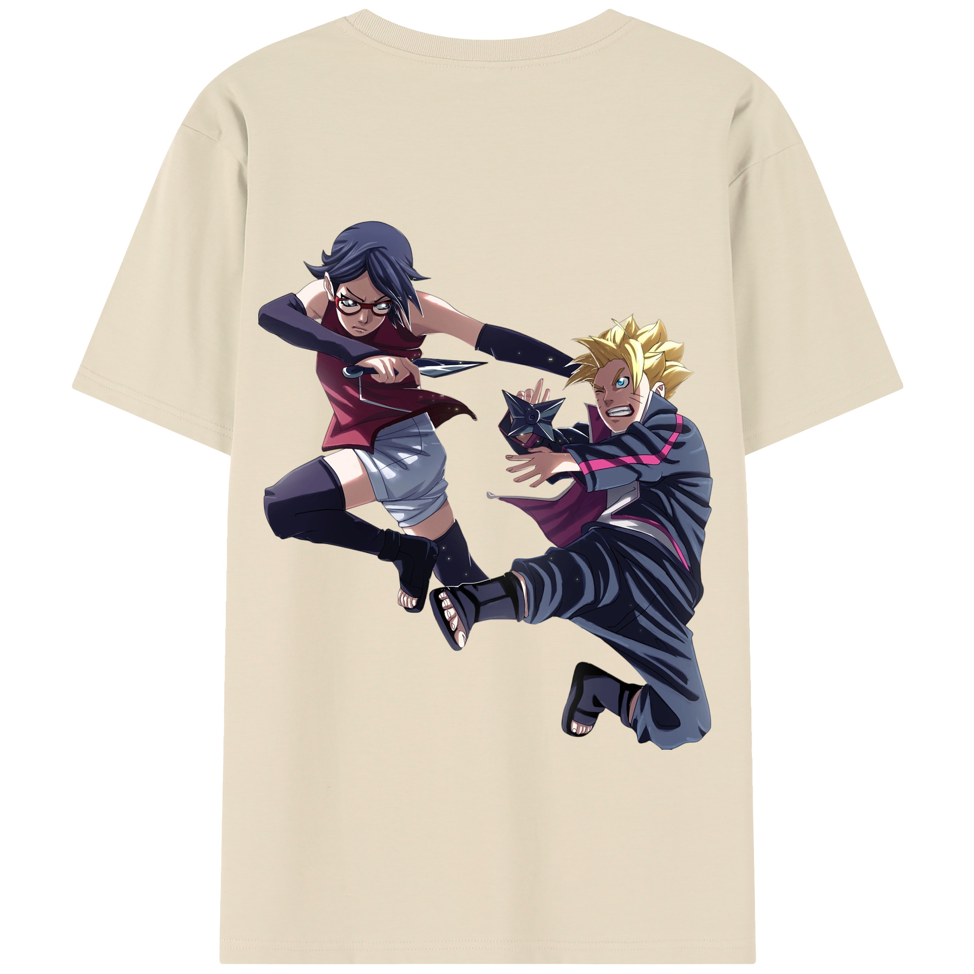 （画像用） NARUTO -ナルト- うちは サラダ Uchiha Sarada 綿100％半袖Tシャツ（背面プリント）