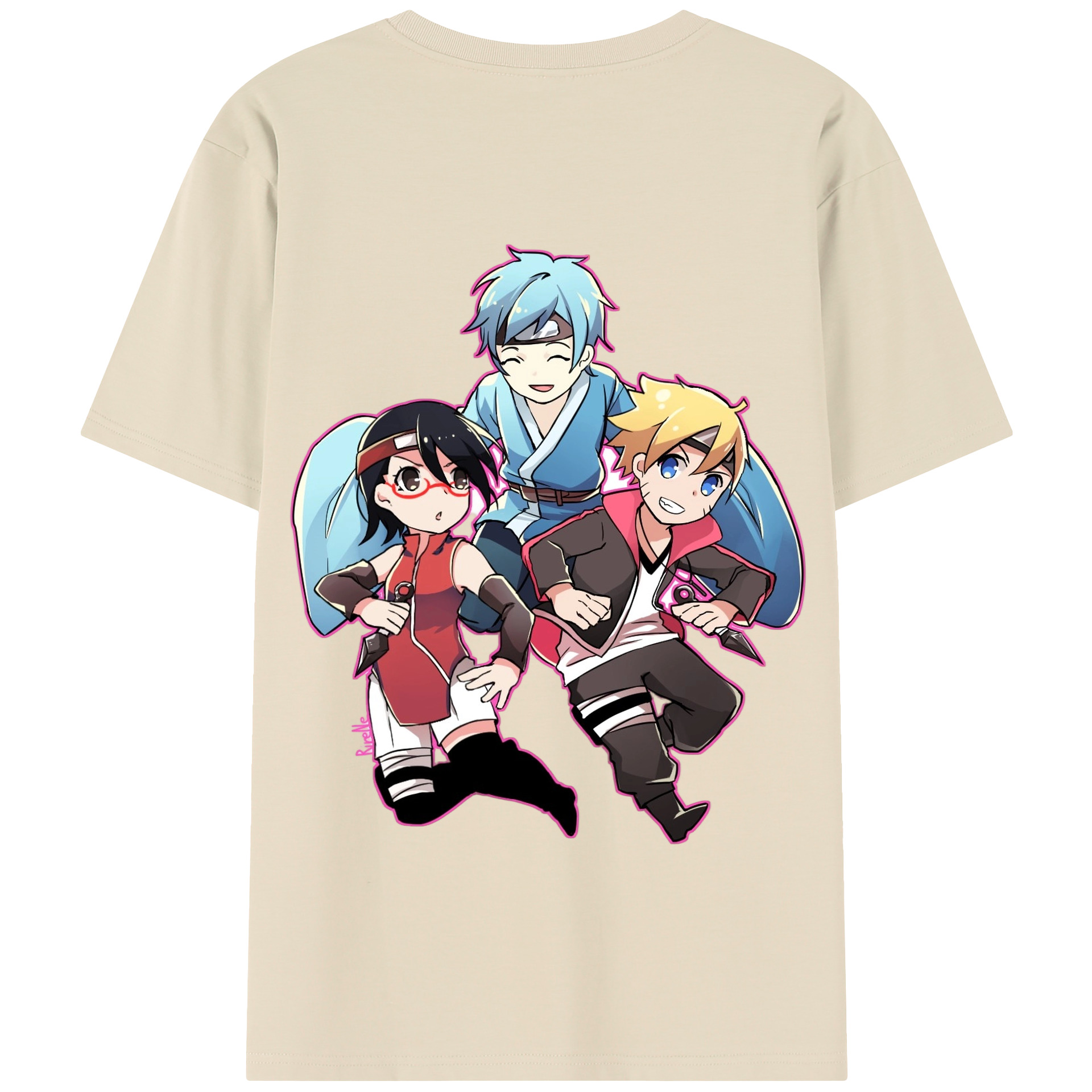 （画像用） NARUTO -ナルト- うちは サラダ Uchiha Sarada 綿100％半袖Tシャツ（背面プリント）