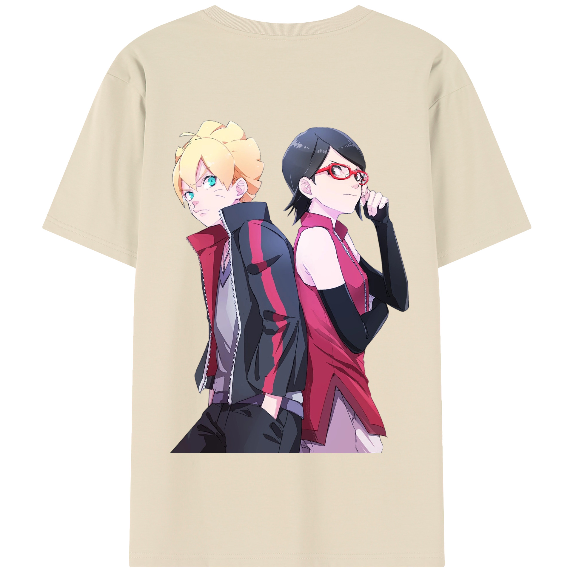 （画像用） NARUTO -ナルト- うちは サラダ Uchiha Sarada 綿100％半袖Tシャツ（背面プリント）