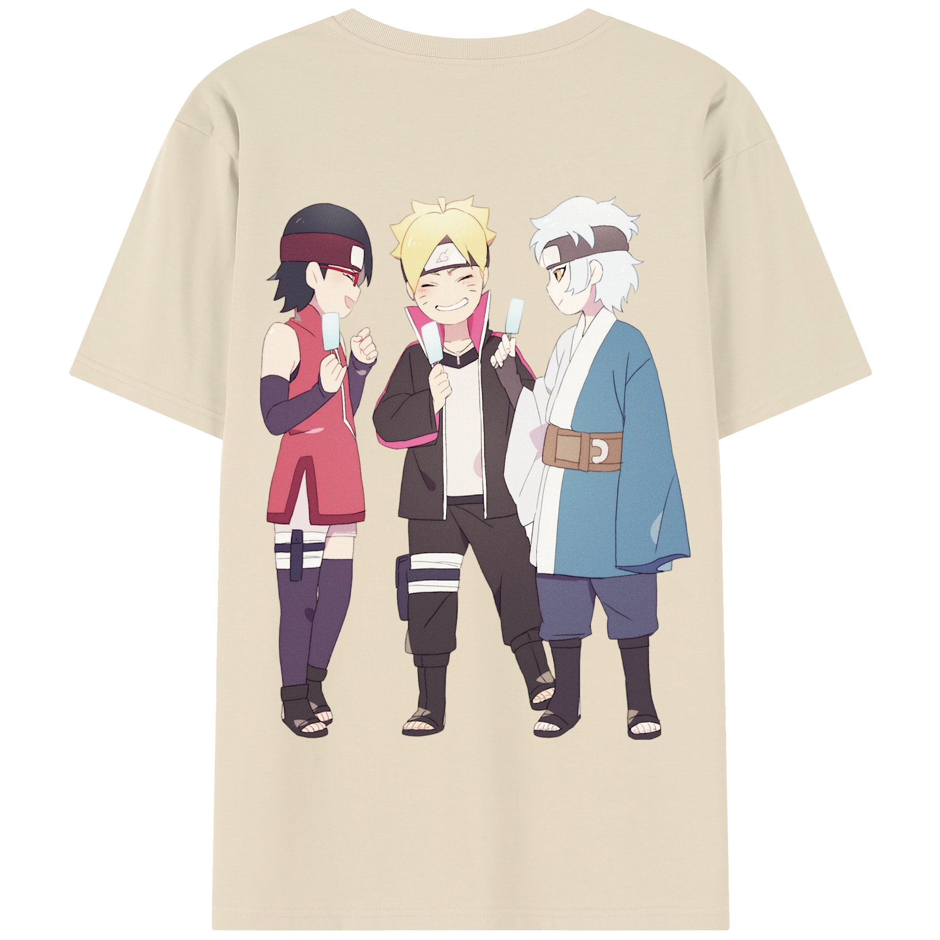（画像用） NARUTO -ナルト- うちは サラダ Uchiha Sarada 綿100％半袖Tシャツ（背面プリント）