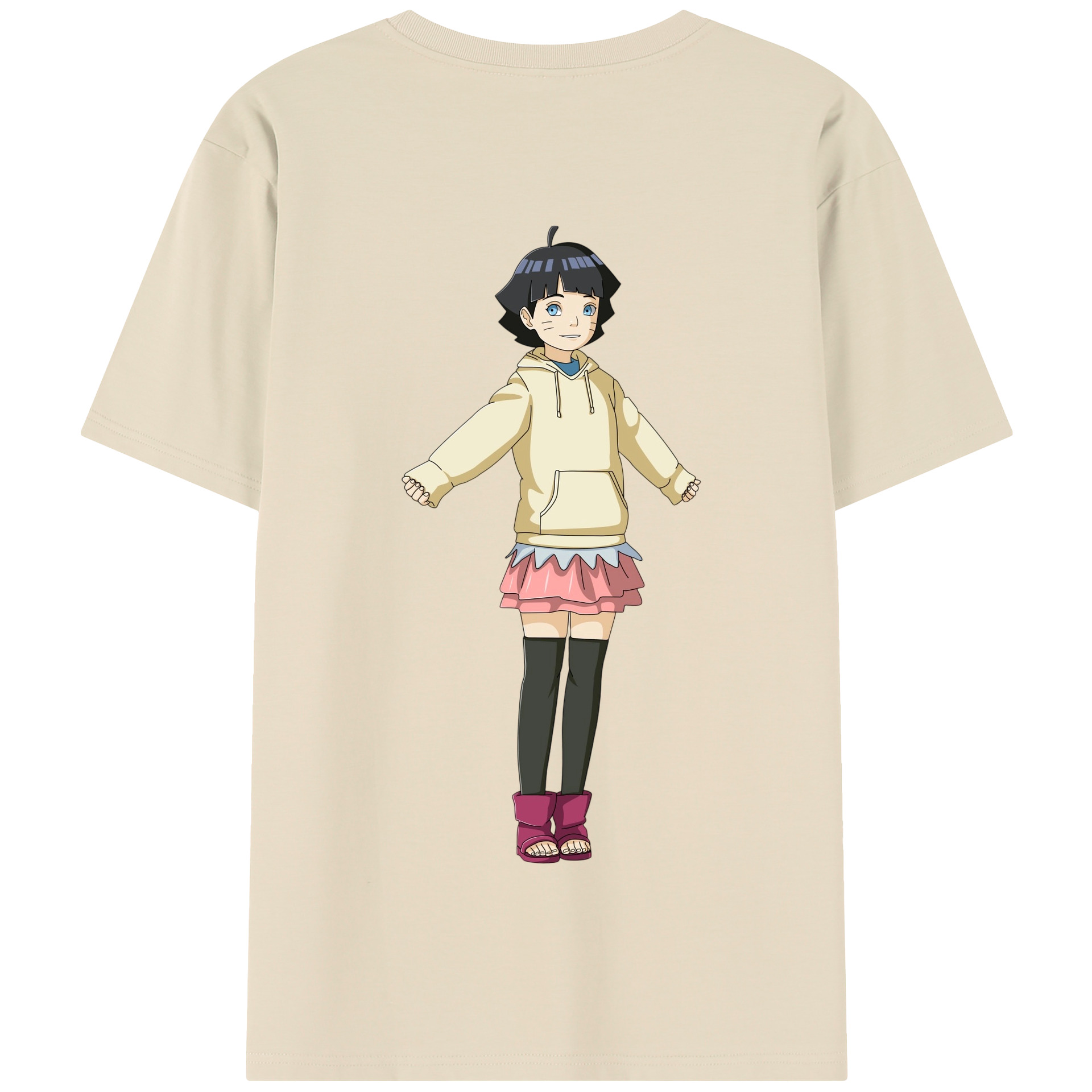 （画像用） NARUTO -ナルト- うずまき ヒマワリ Uzumaki Himawari 綿100％半袖Tシャツ（背面プリント）