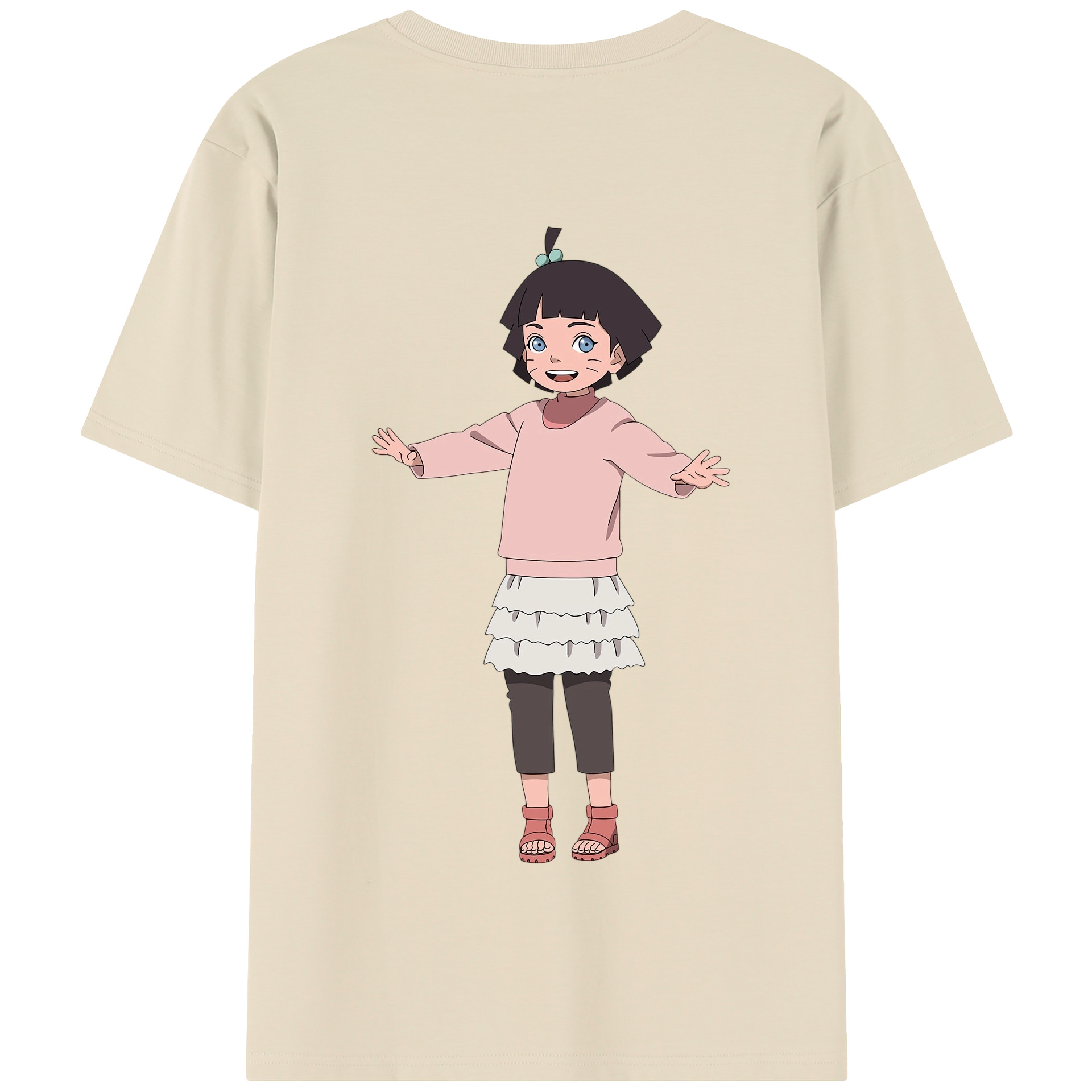 （画像用） NARUTO -ナルト- うずまき ヒマワリ Uzumaki Himawari 綿100％半袖Tシャツ（背面プリント）